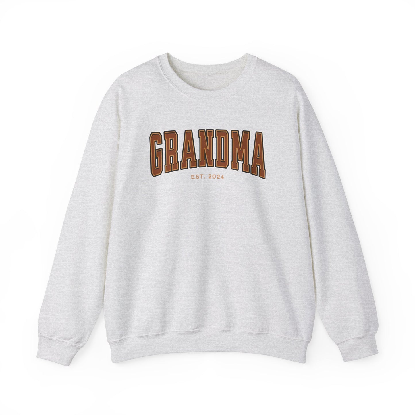 Grandma Est 2024 Orange College Letter Sweatshirt