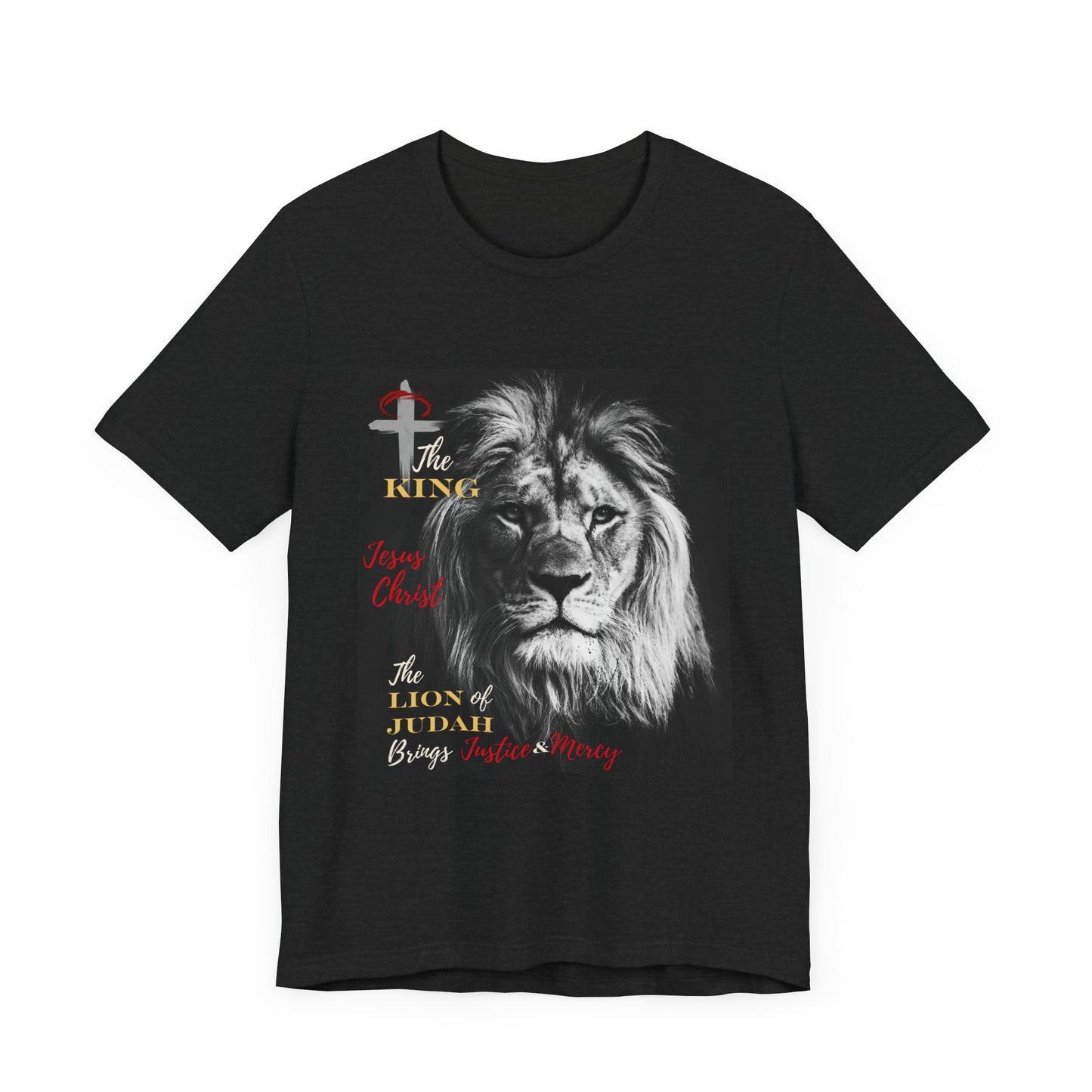 Jesus Christ King Lion of Judah Thorns on Cross Red