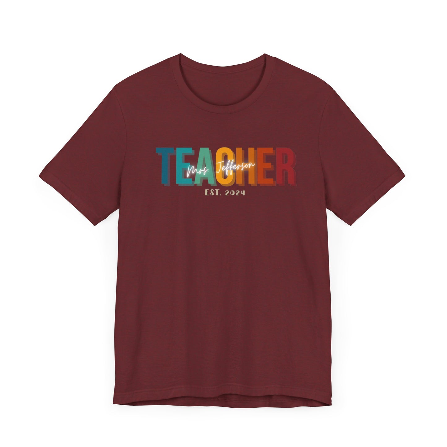 Custom Teacher Block Lettering Short Sleeve Tee