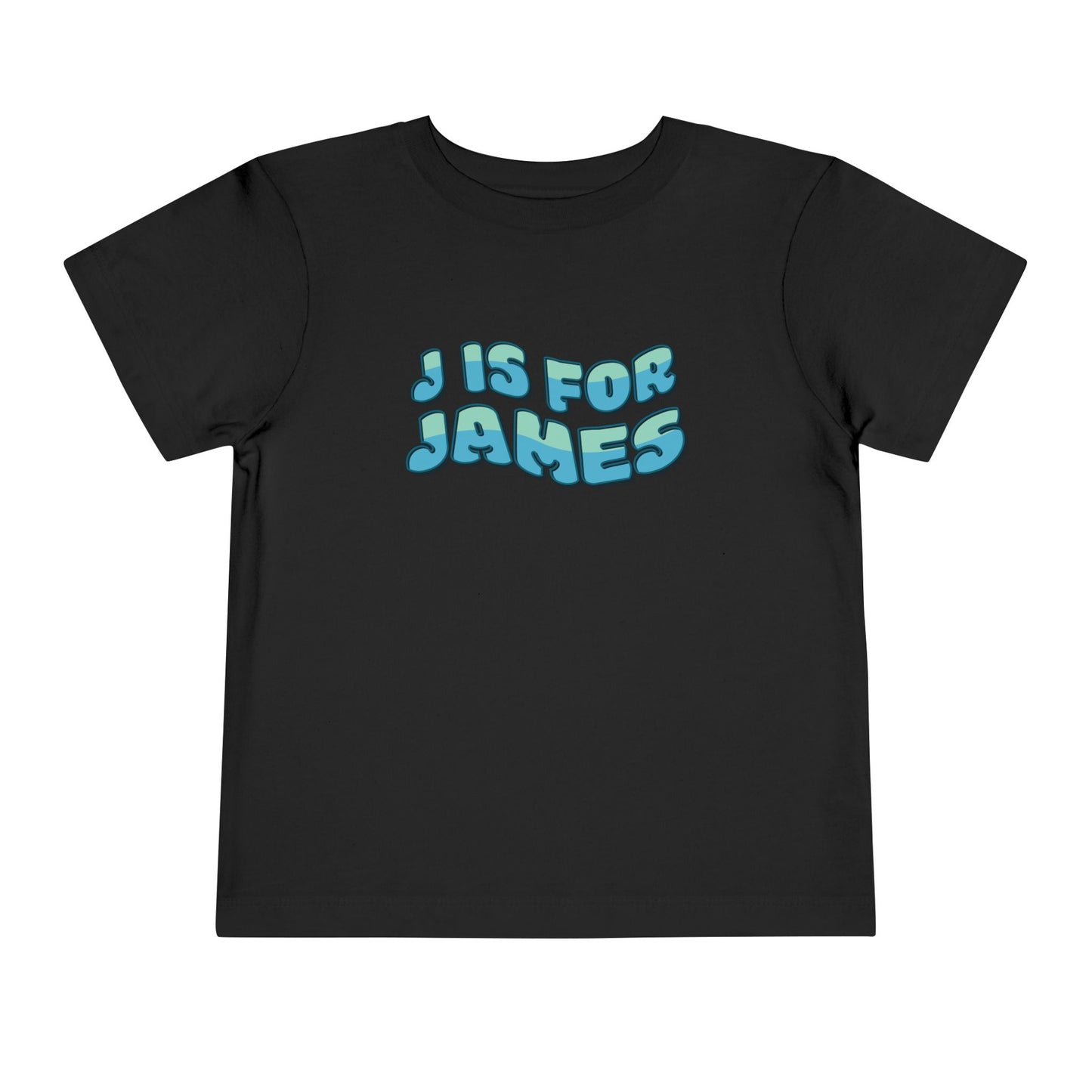 Custom Wavy Letter and Name Blue Green Toddler Short Sleeve Tee