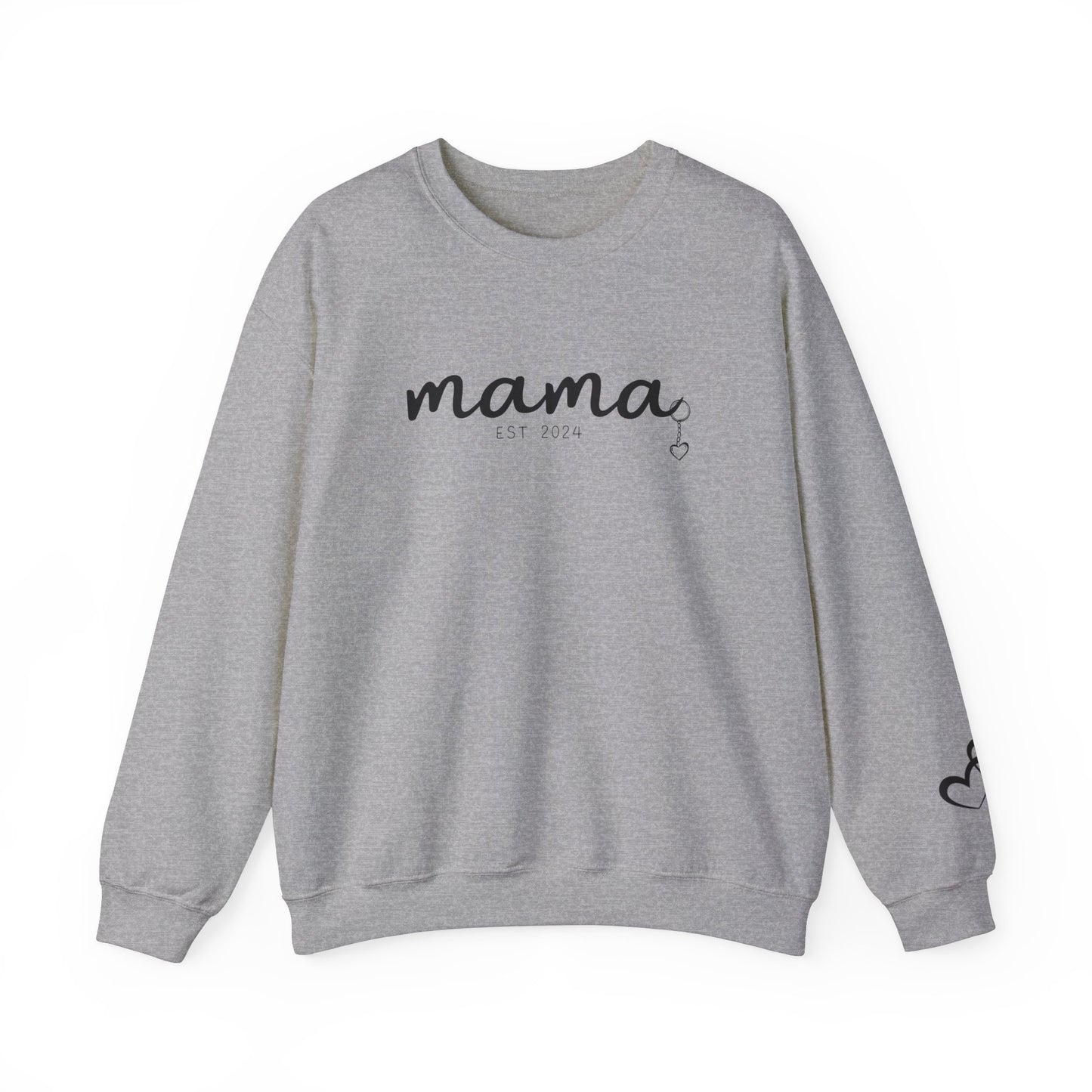 Custom Mama Est 2024 Heart Key Chain Sleeve Sweatshirt