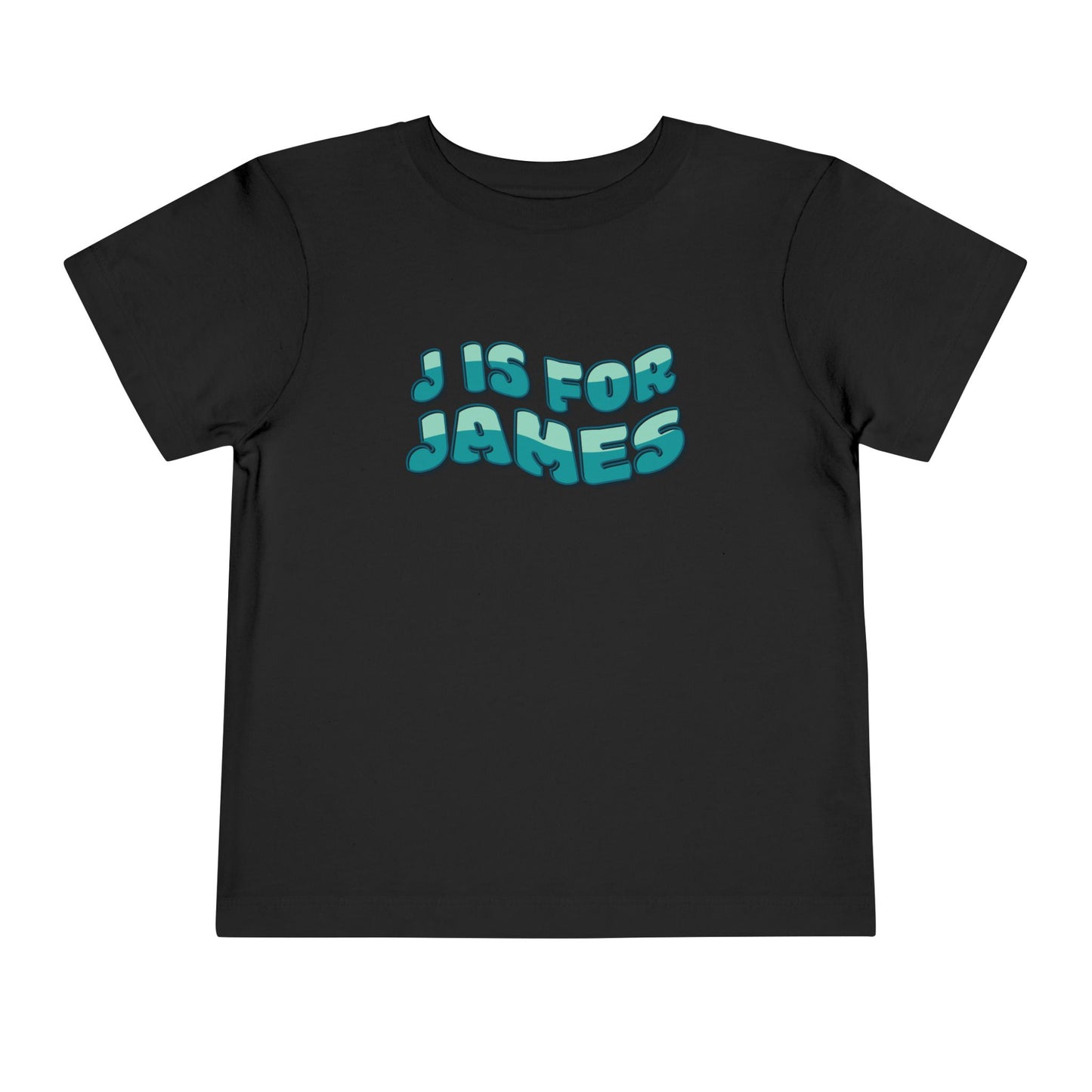 Custom Wavy Letter and Name Green Toddler Short Sleeve Tee