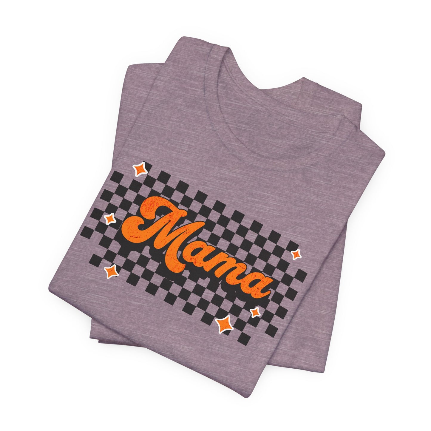 Orange Checkered Mama Short Sleeve Tee