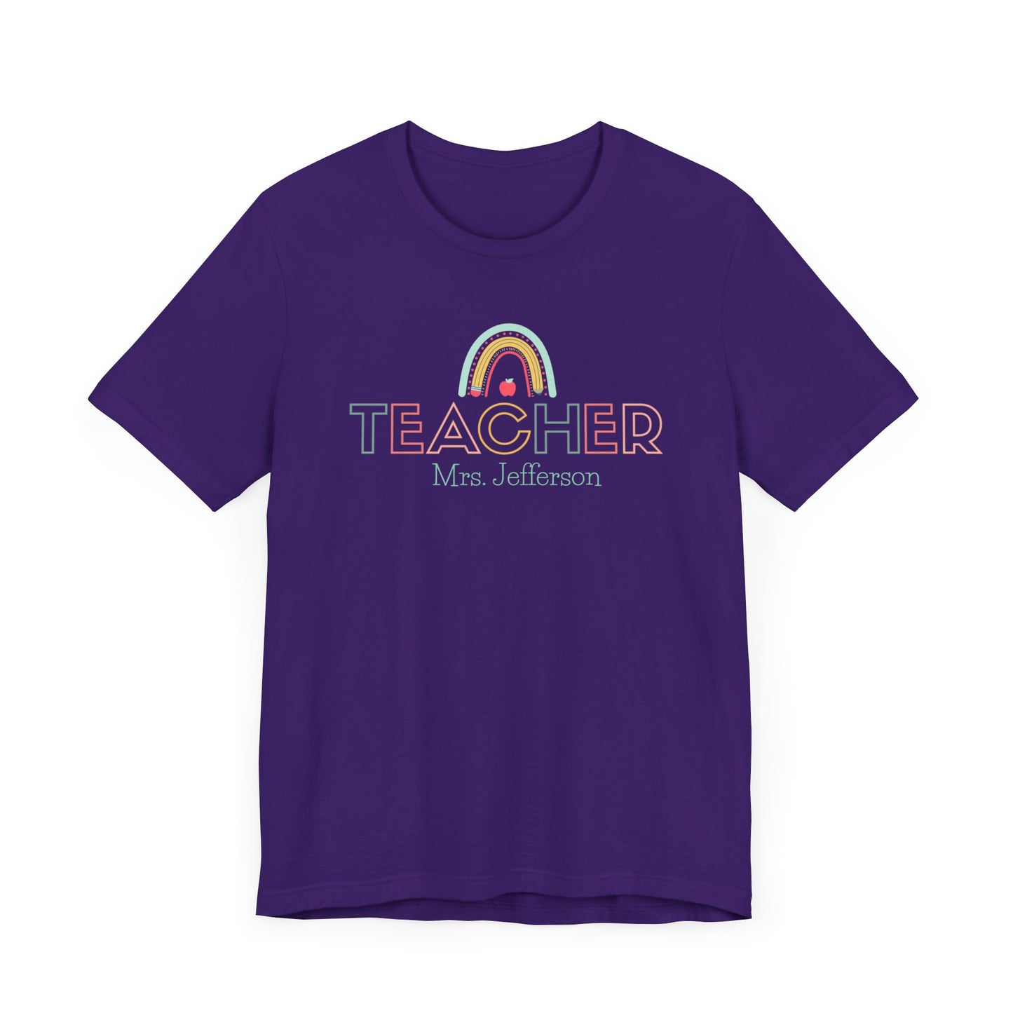 Custom Teacher Outline Lettering Arch Short Sleeve Tee
