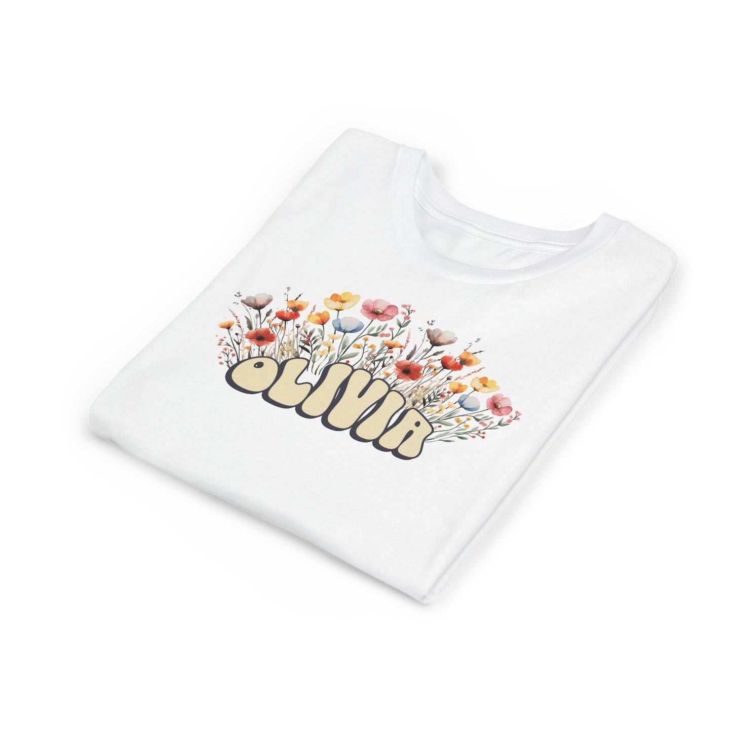 Custom Yellow Retro Name Flower Youth Shirt