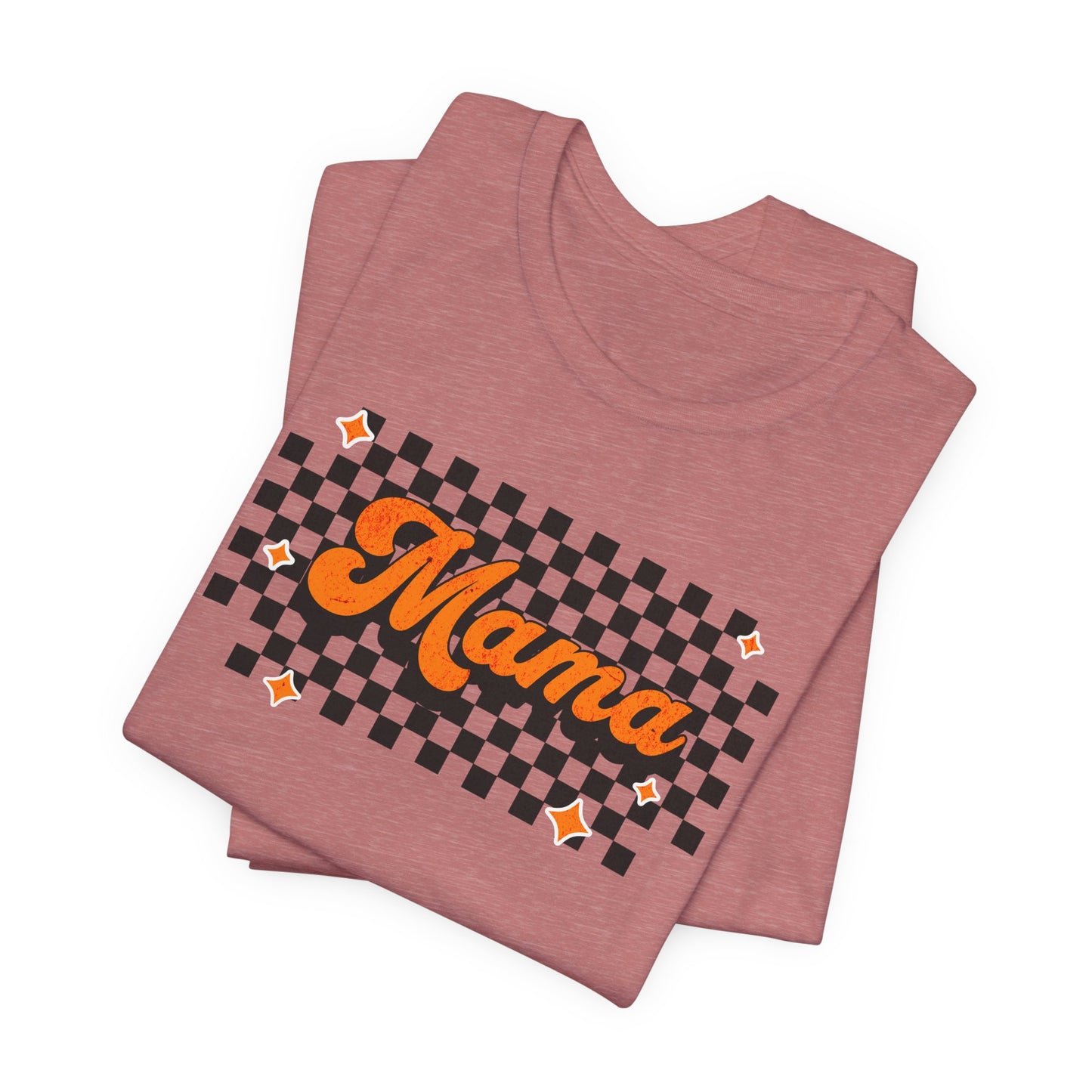 Orange Checkered Mama Short Sleeve Tee