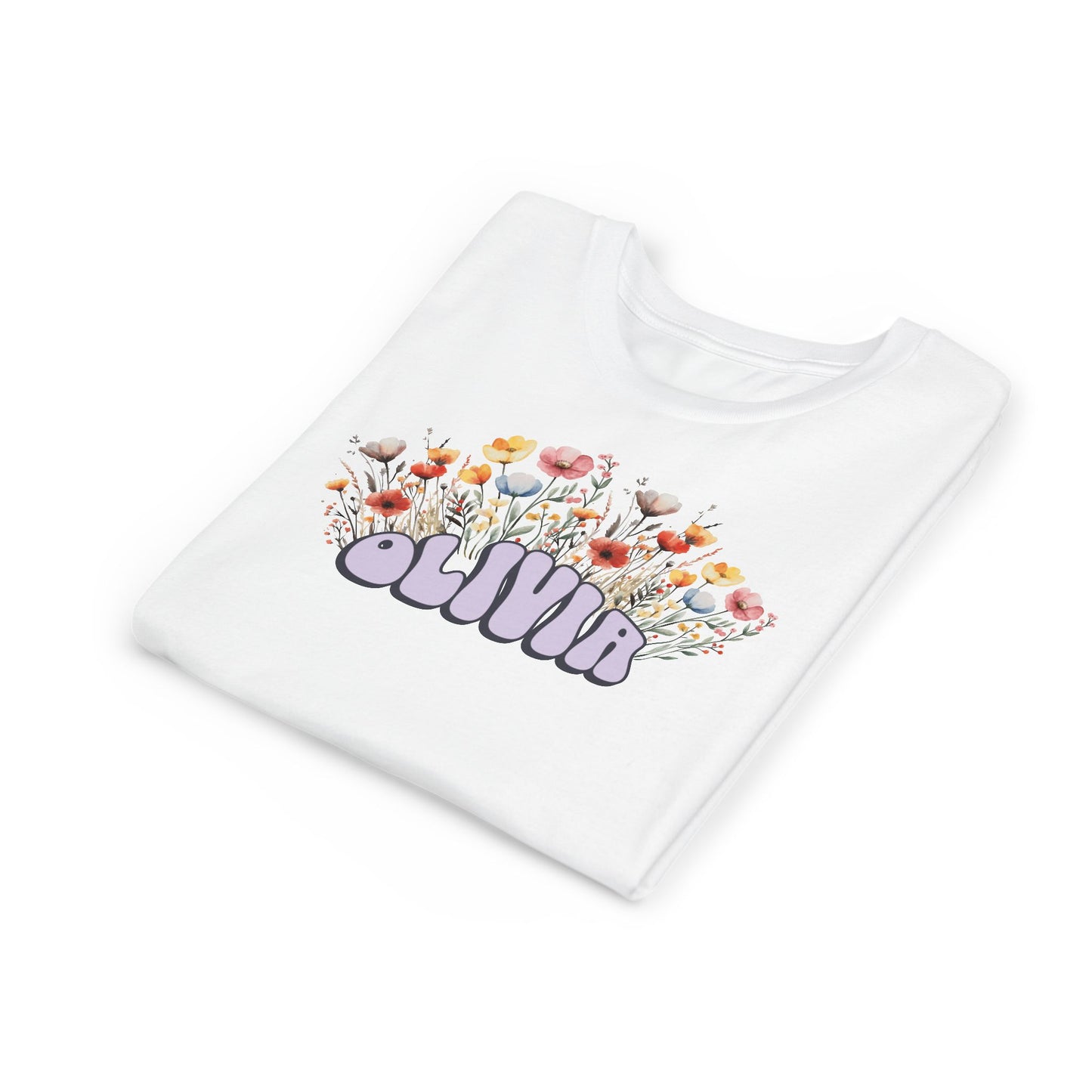 Custom Purple Retro Name Flower Youth Shirt