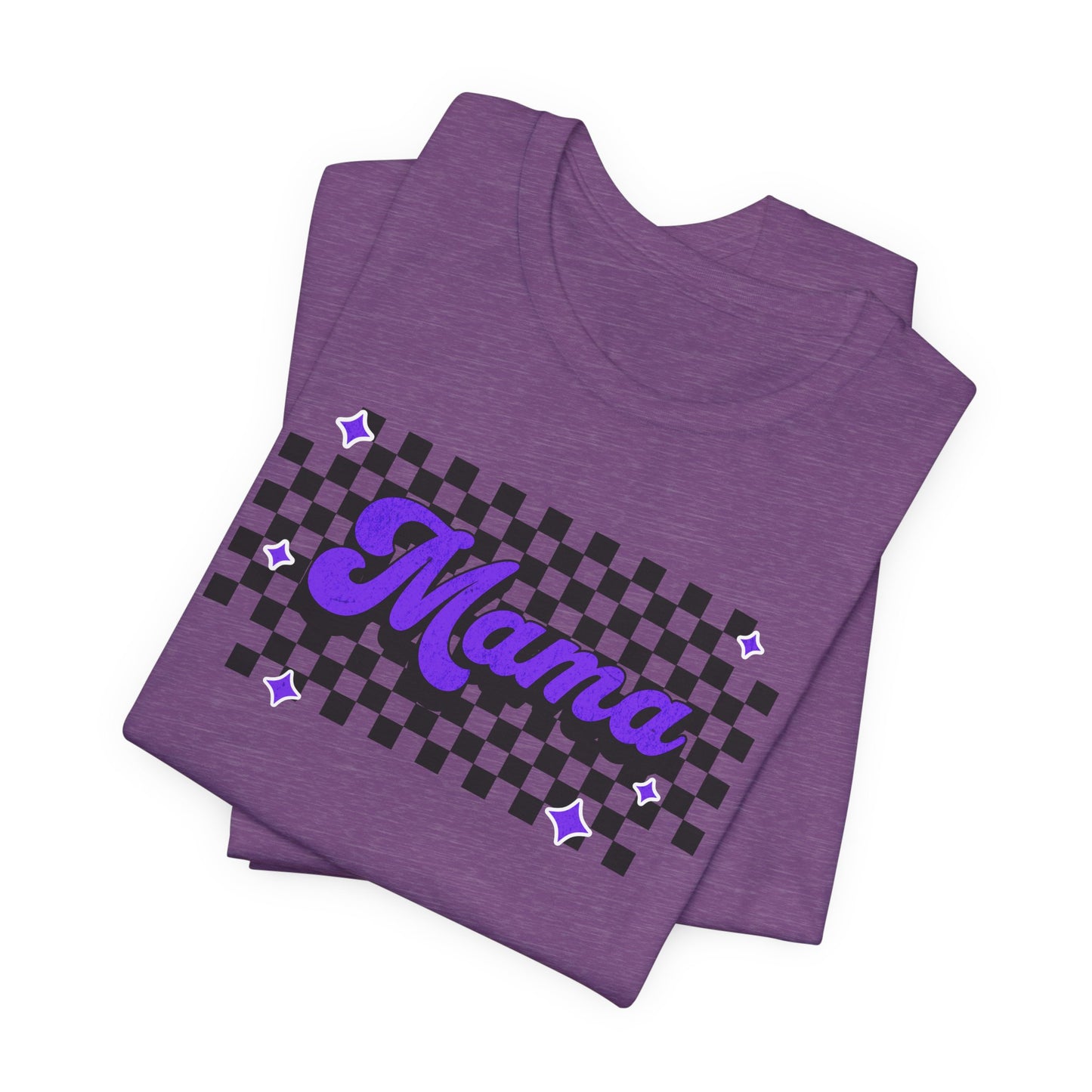 Purple Checkered Mama Short Sleeve Tee