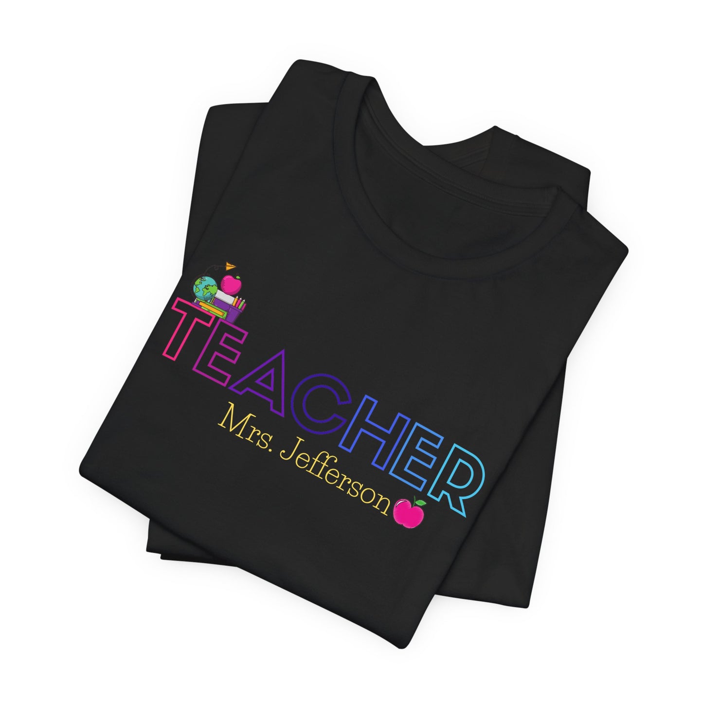 Custom Teacher Outline Lettering Class Short Sleeve Tee