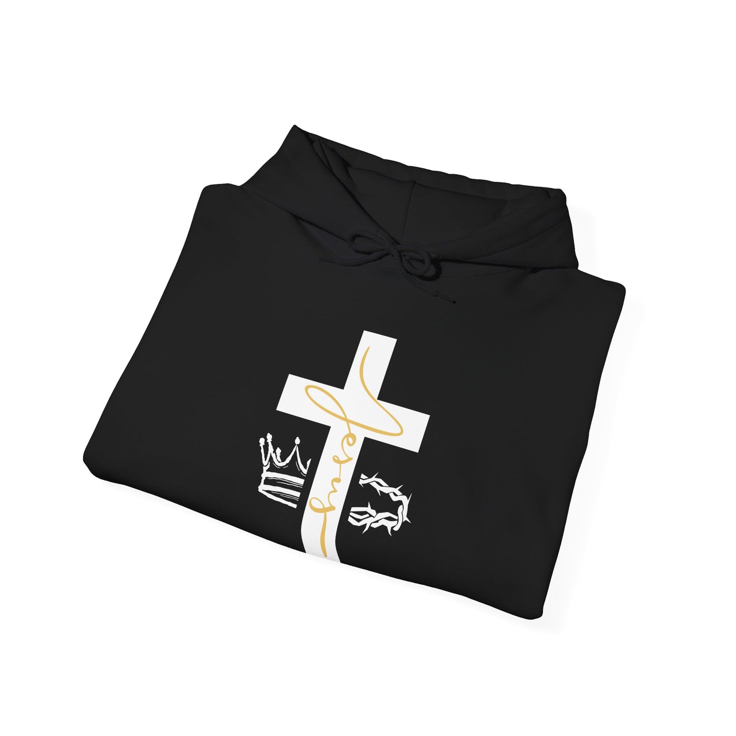 Jesus Cross & Crown Gold Hoodie