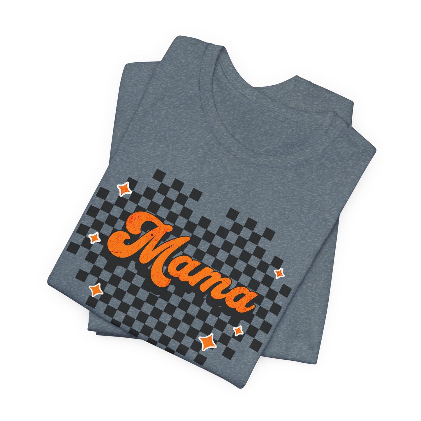 Orange Heart Checkered Mama Short Sleeve Tee