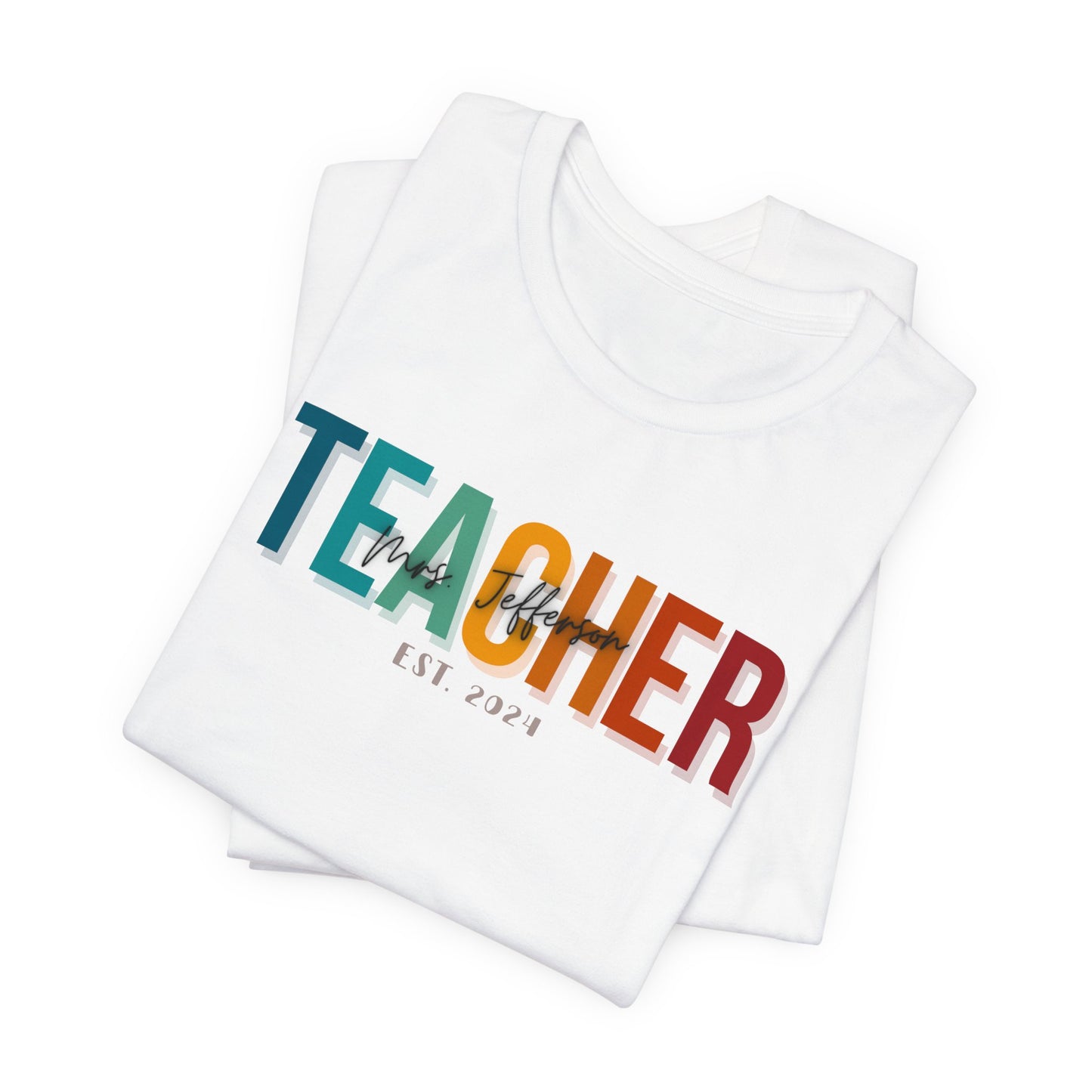 Custom Teacher Block Lettering Short Sleeve Tee