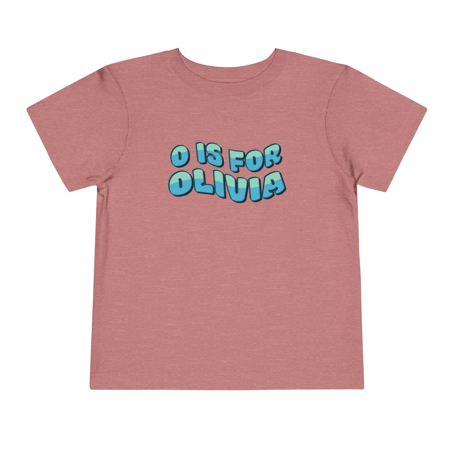 Custom Wavy Letter and Name Blue Green Toddler Short Sleeve Tee