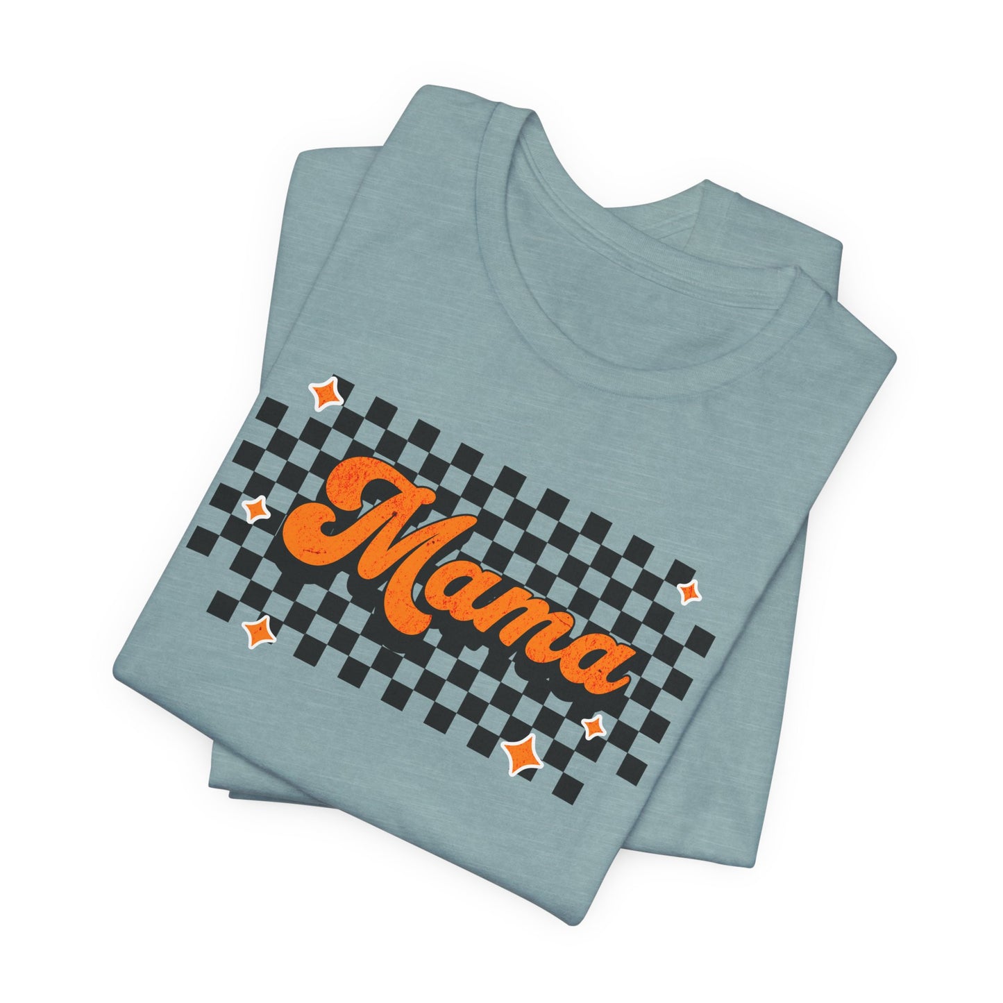 Orange Checkered Mama Short Sleeve Tee
