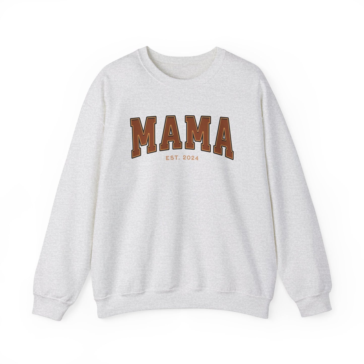 Mama Est 2024 Orange College Letter Sweatshirt