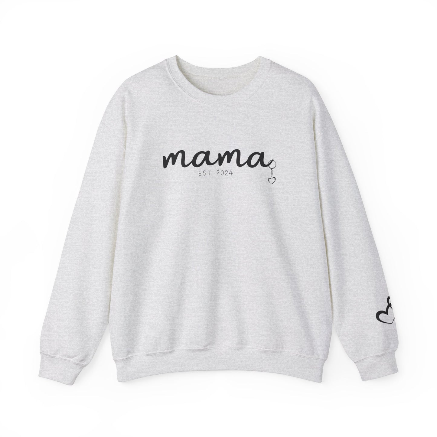 Custom Mama Est 2024 Heart Key Chain Sleeve Sweatshirt