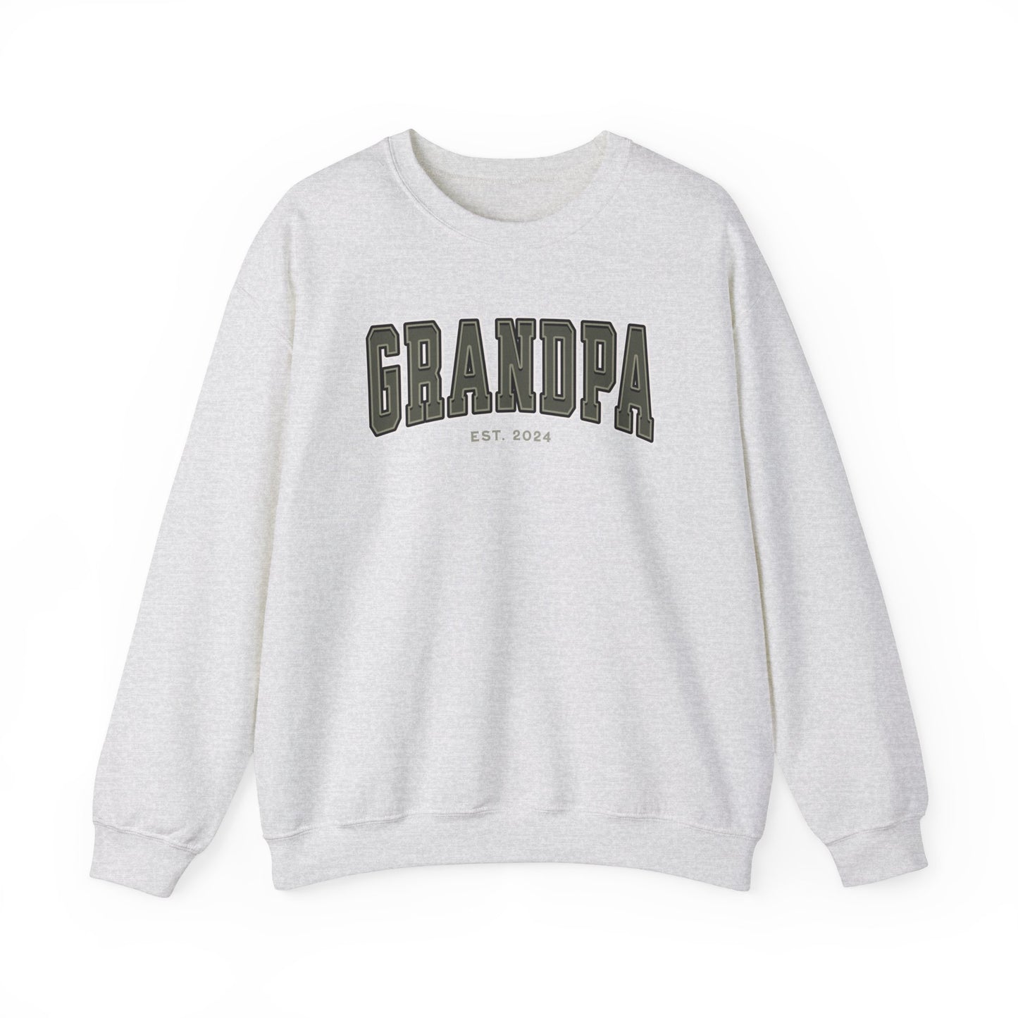 Grandpa Est 2024 Army Green College Letter Sweatshirt