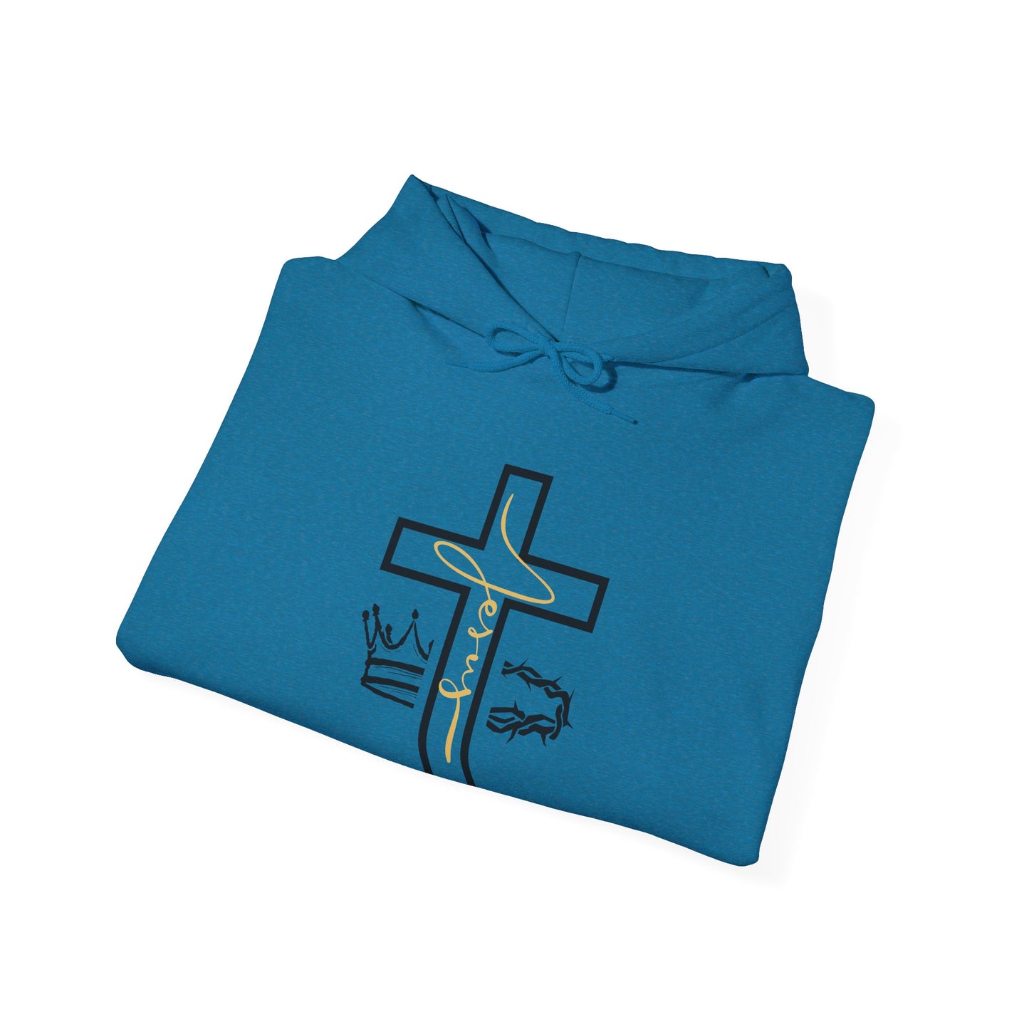 Jesus Cross & Crown Gold Outline Hoodie