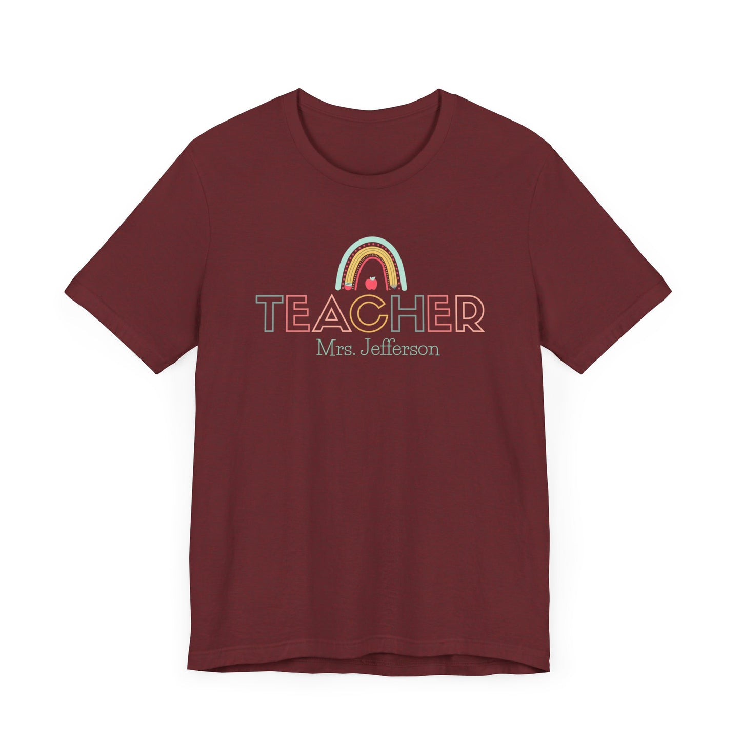 Custom Teacher Outline Lettering Arch Short Sleeve Tee