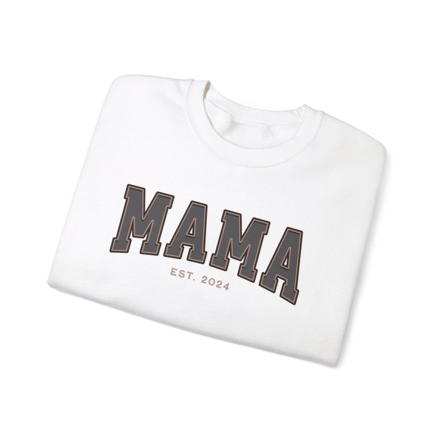 Mama Est 2024 Grey Tan College Letter Sweatshirt