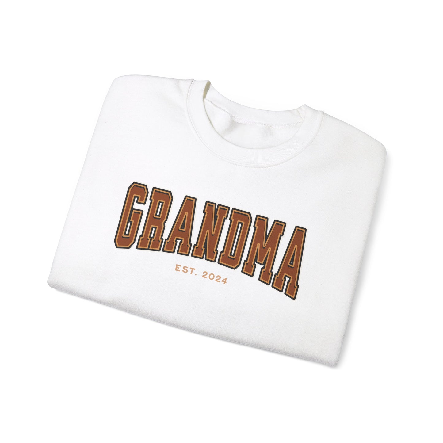 Grandma Est 2024 Orange College Letter Sweatshirt