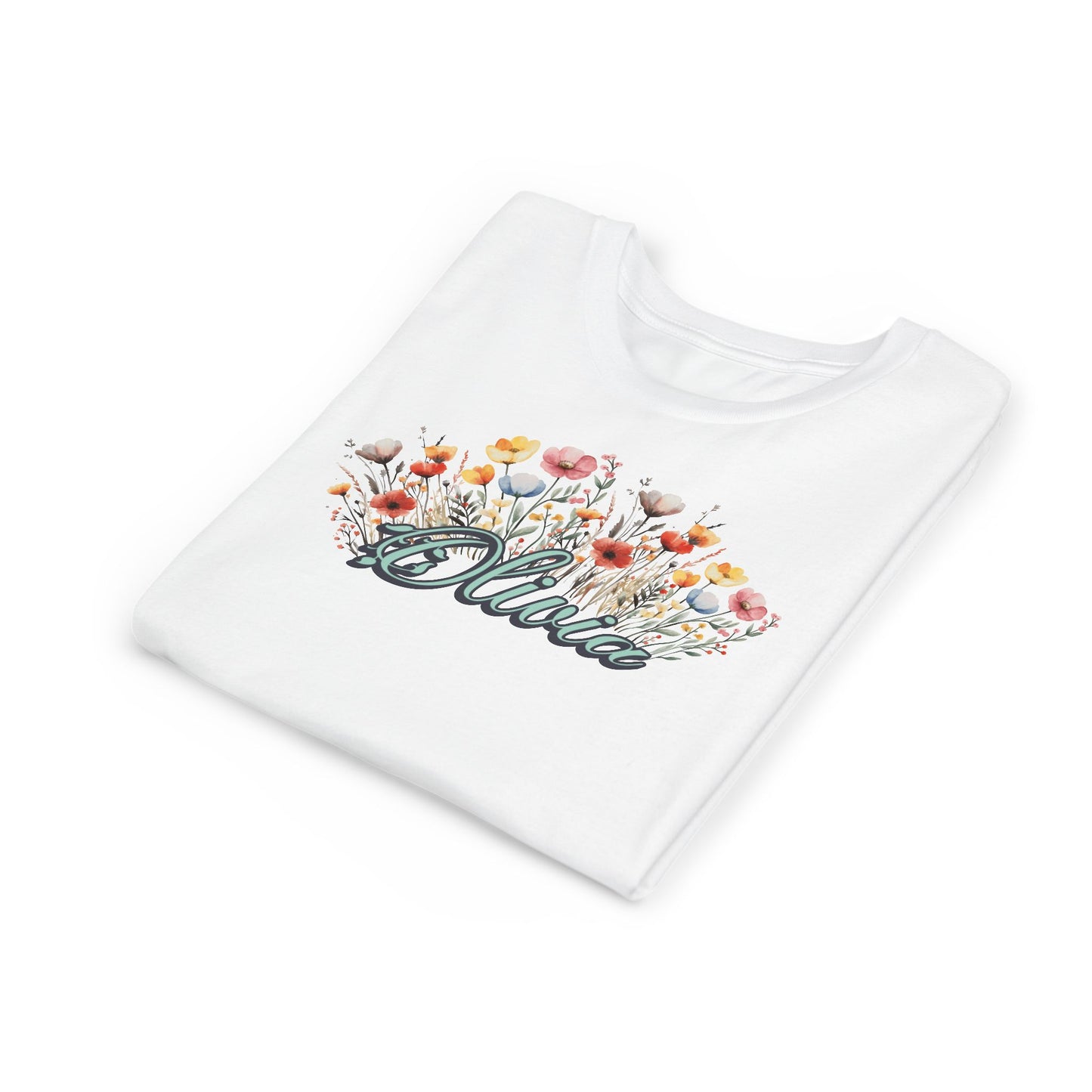Custom Green Name Flower Youth Shirt