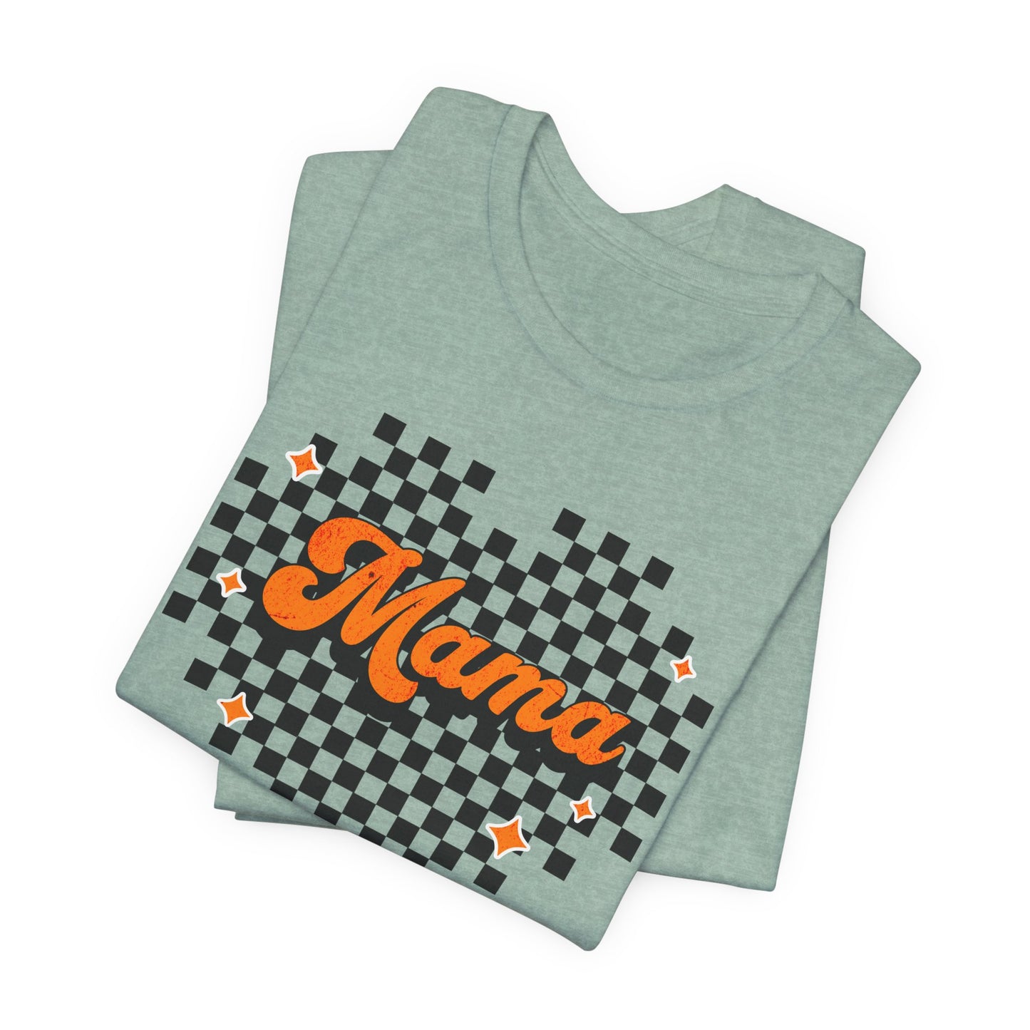 Orange Heart Checkered Mama Short Sleeve Tee