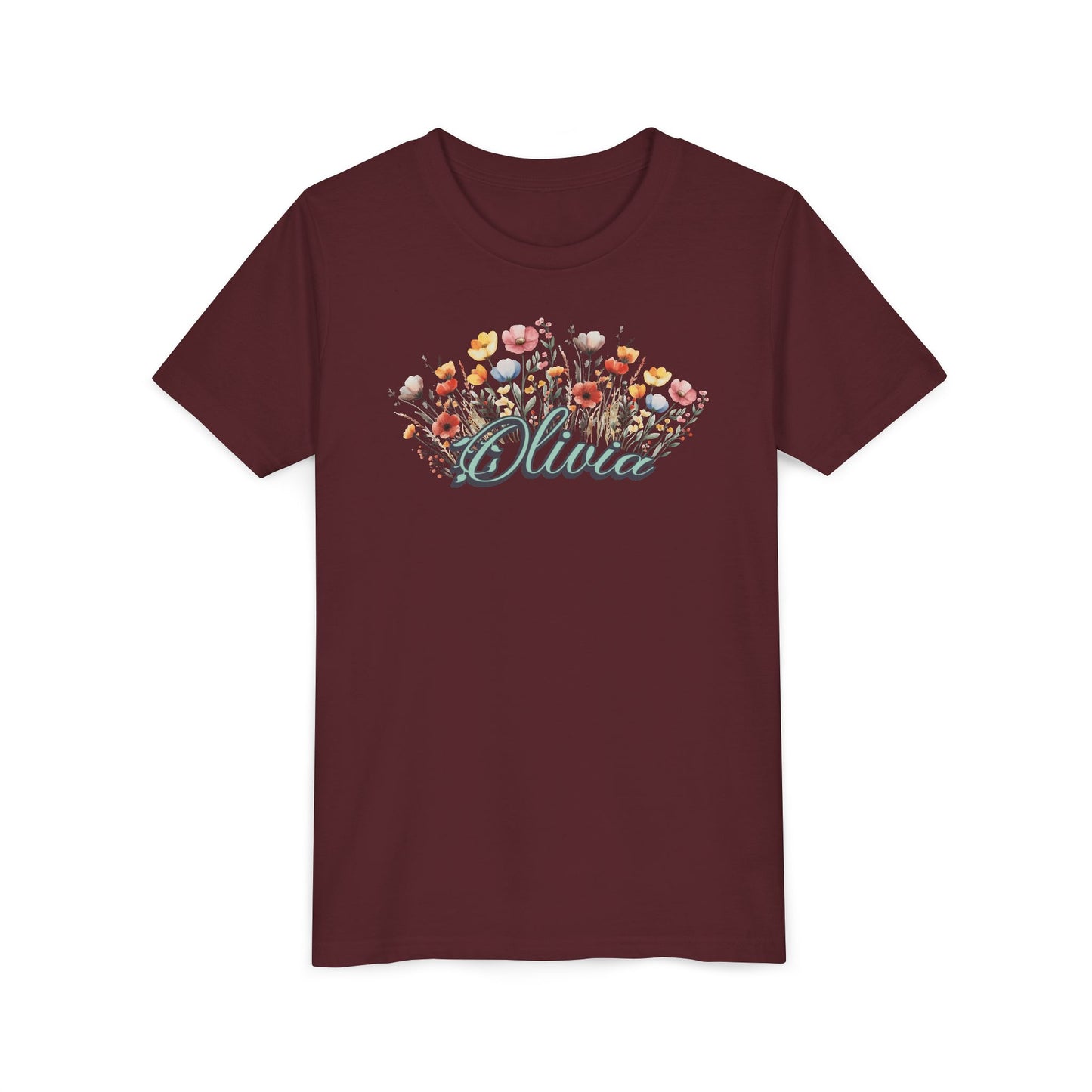 Custom Green Name Flower Youth Shirt