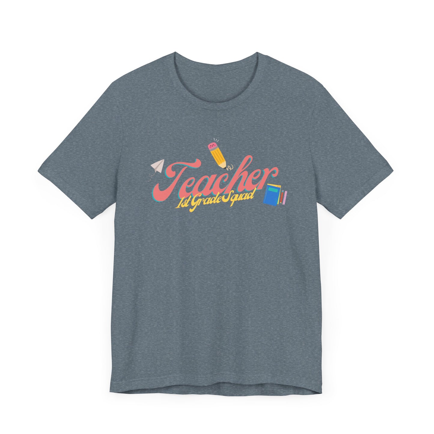 1st Grade Teacher Squad Pink Short Sleeve Tee