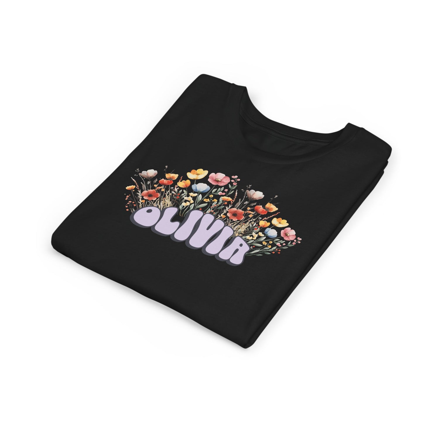 Custom Purple Retro Name Flower Youth Shirt