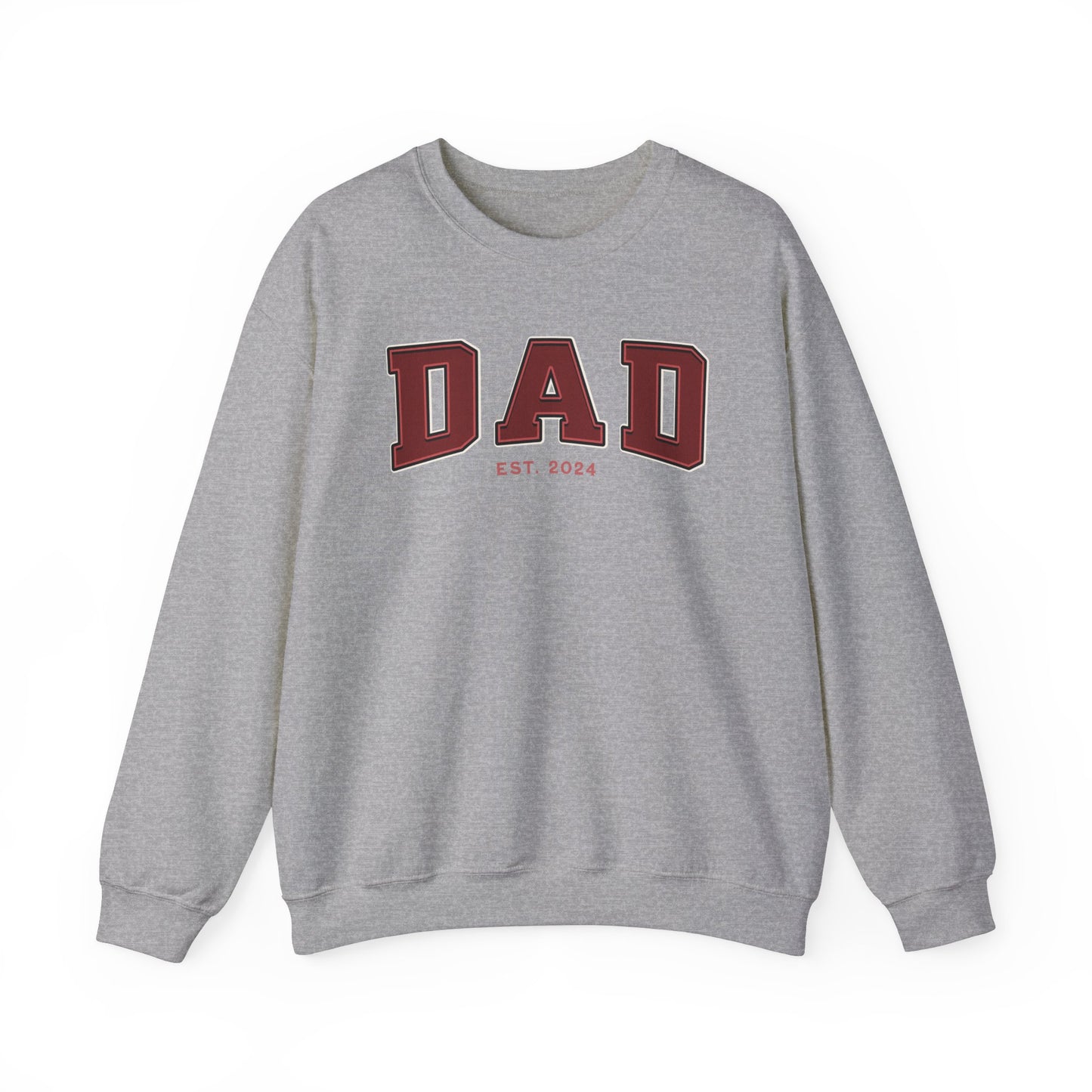 Dad Est 2024 Red College Letter Sweatshirt