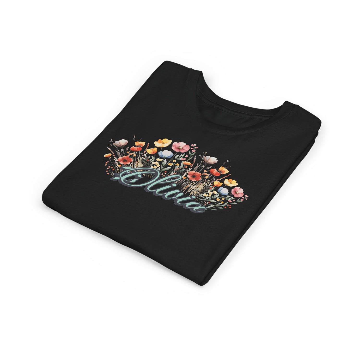 Custom Green Name Flower Youth Shirt
