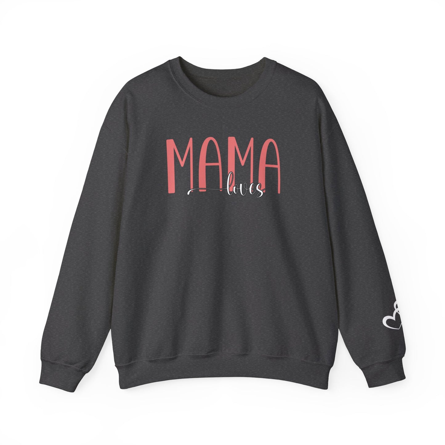 Custom Pink Mama Loves Heart Sleeve Sweatshirt