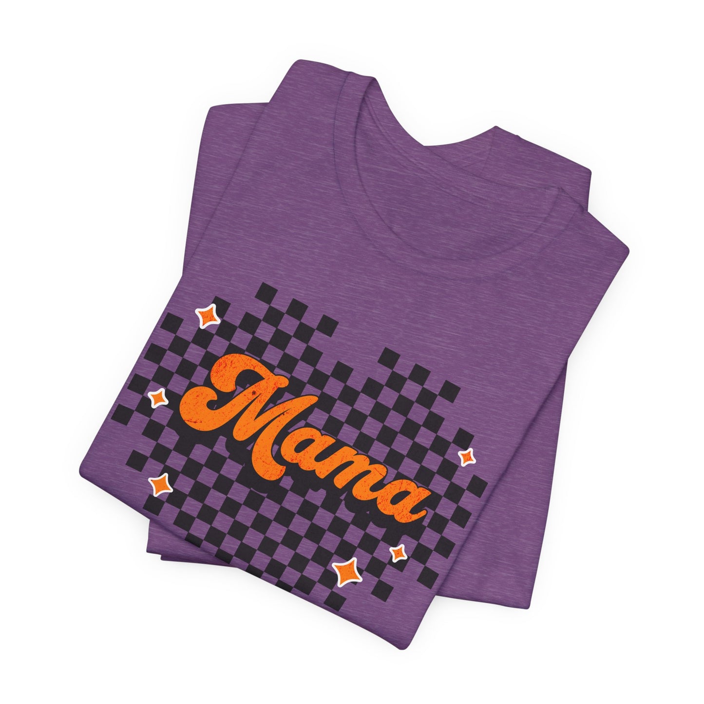 Orange Heart Checkered Mama Short Sleeve Tee