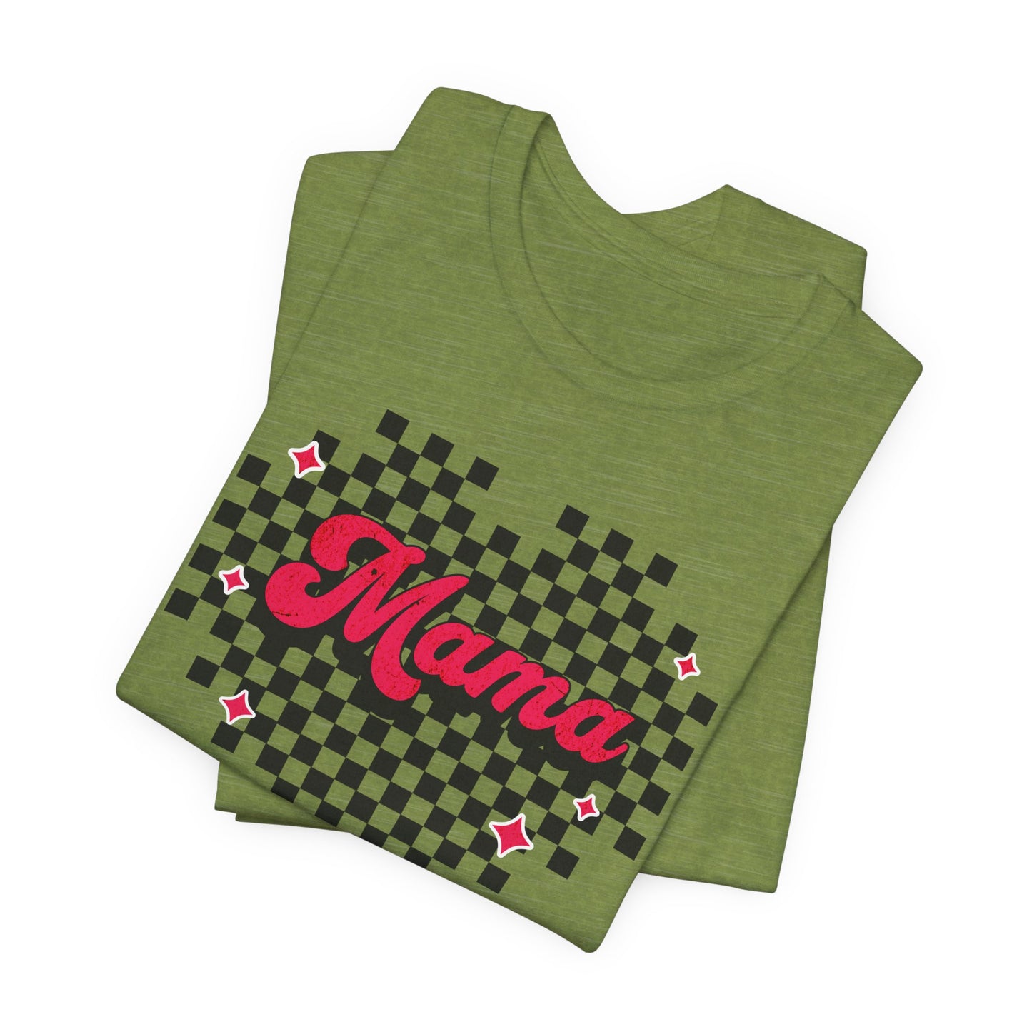 Pink Heart Checkered Mama Short Sleeve Tee