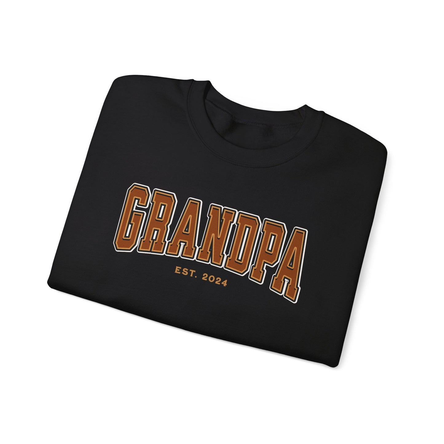 Grandpa Est 2024 Orange College Letter Sweatshirt