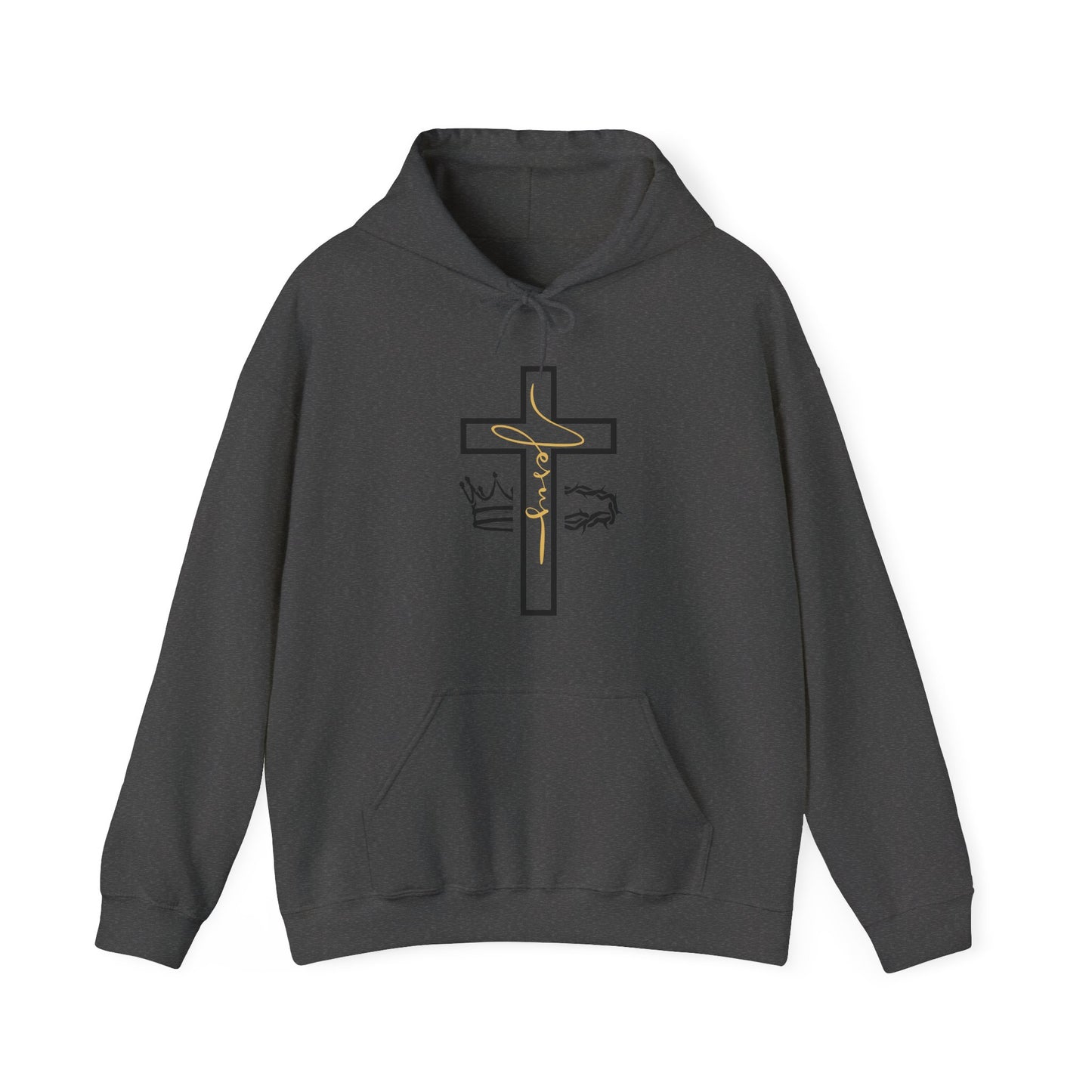 Jesus Cross & Crown Gold Outline Hoodie