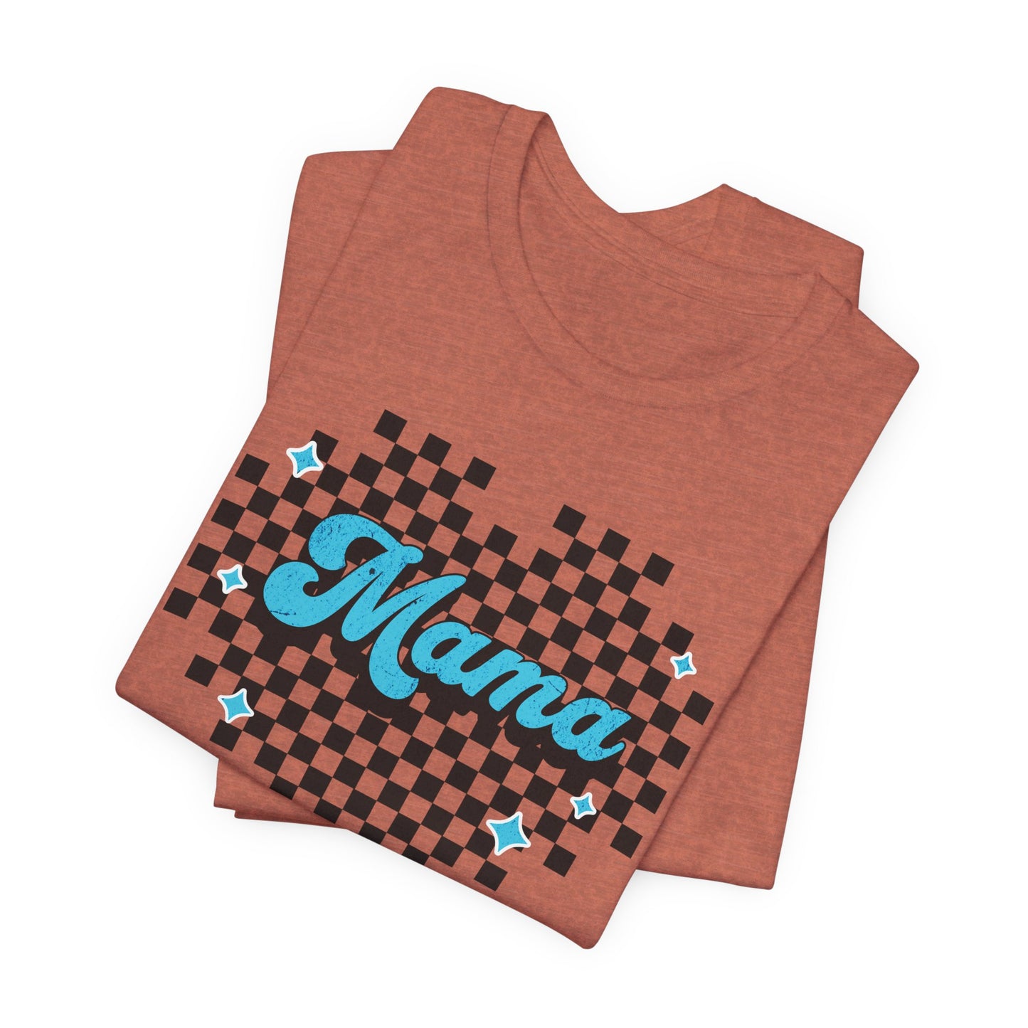 Blue Heart Checkered Mama Short Sleeve Tee