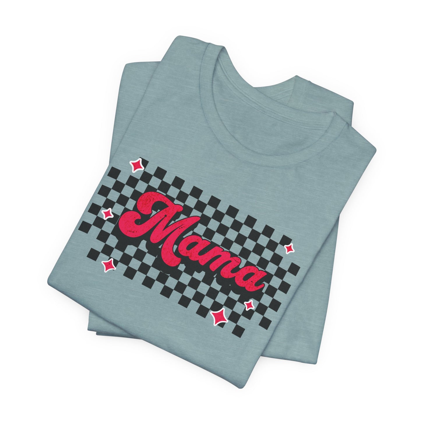 Pink Checkered Mama Short Sleeve Tee