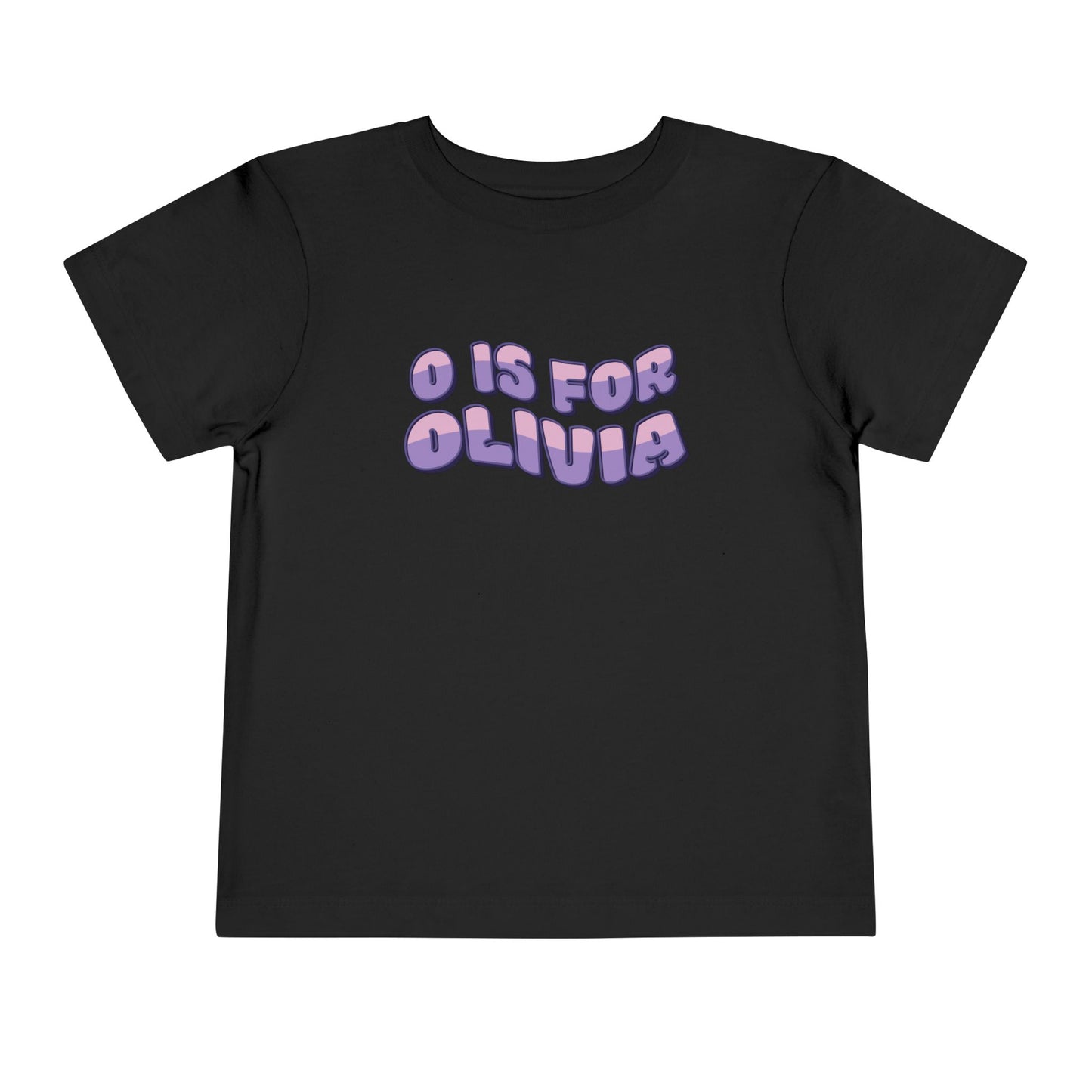Custom Wavy Letter and Name Purple Pink Toddler Short Sleeve Tee