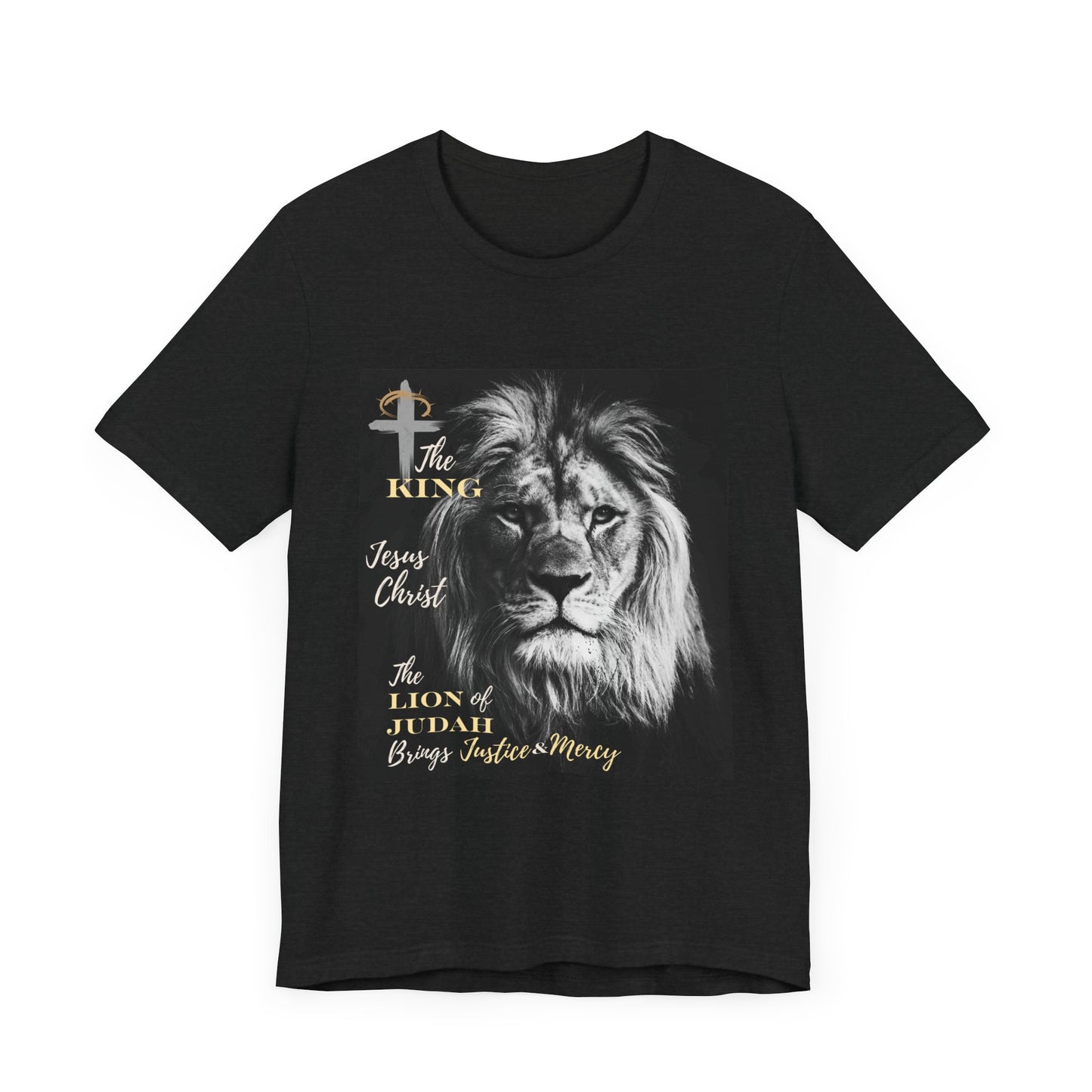 Jesus Christ King Lion of Judah Thorns on Cross Tan