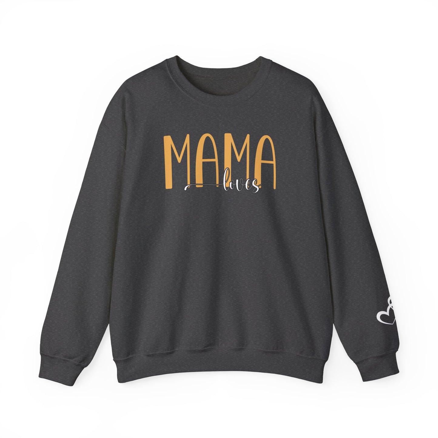 Custom Yellow Mama Loves Heart Sleeve Sweatshirt