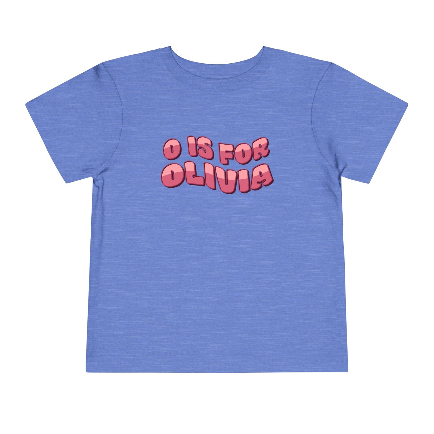 Custom Wavy Letter and Name Pink Toddler Short Sleeve Tee