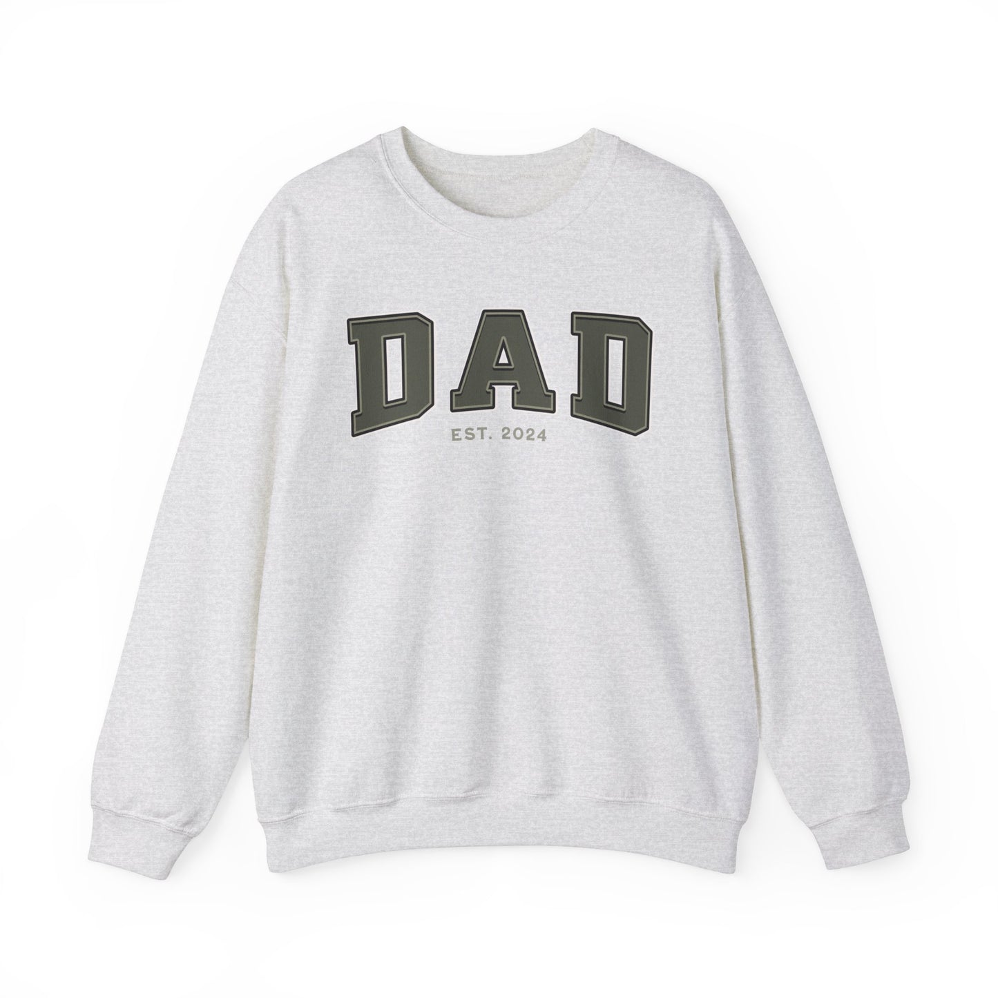 Dad Est 2024 Army Green College Letter Sweatshirt