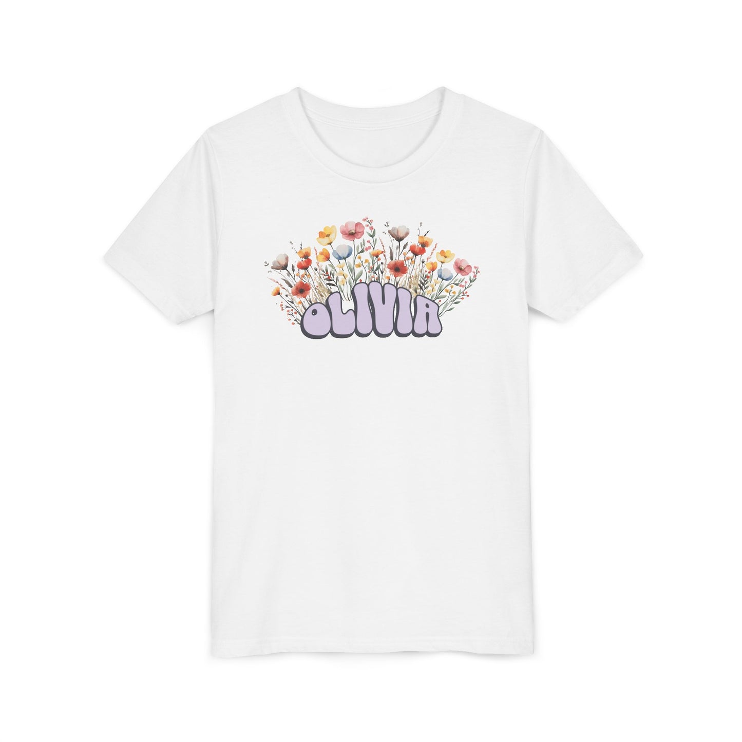 Custom Purple Retro Name Flower Youth Shirt