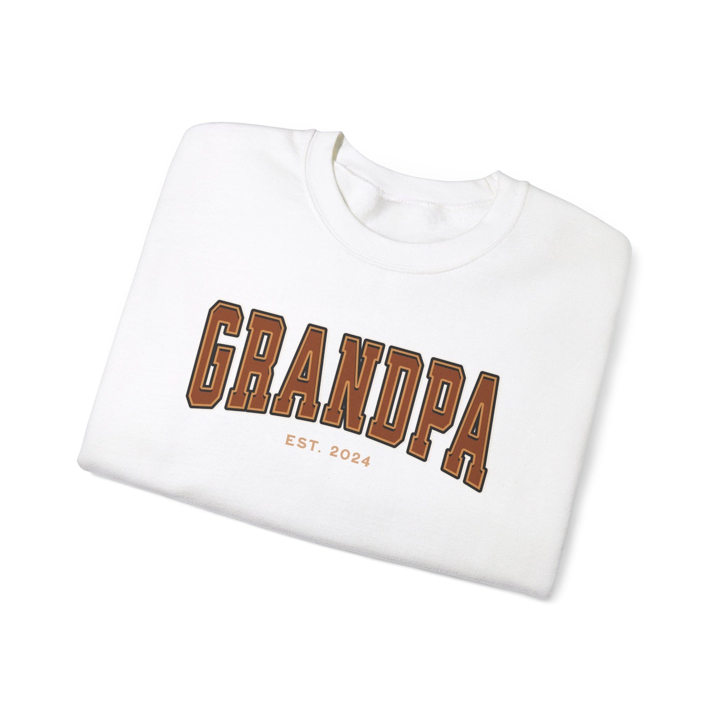 Grandpa Est 2024 Orange College Letter Sweatshirt