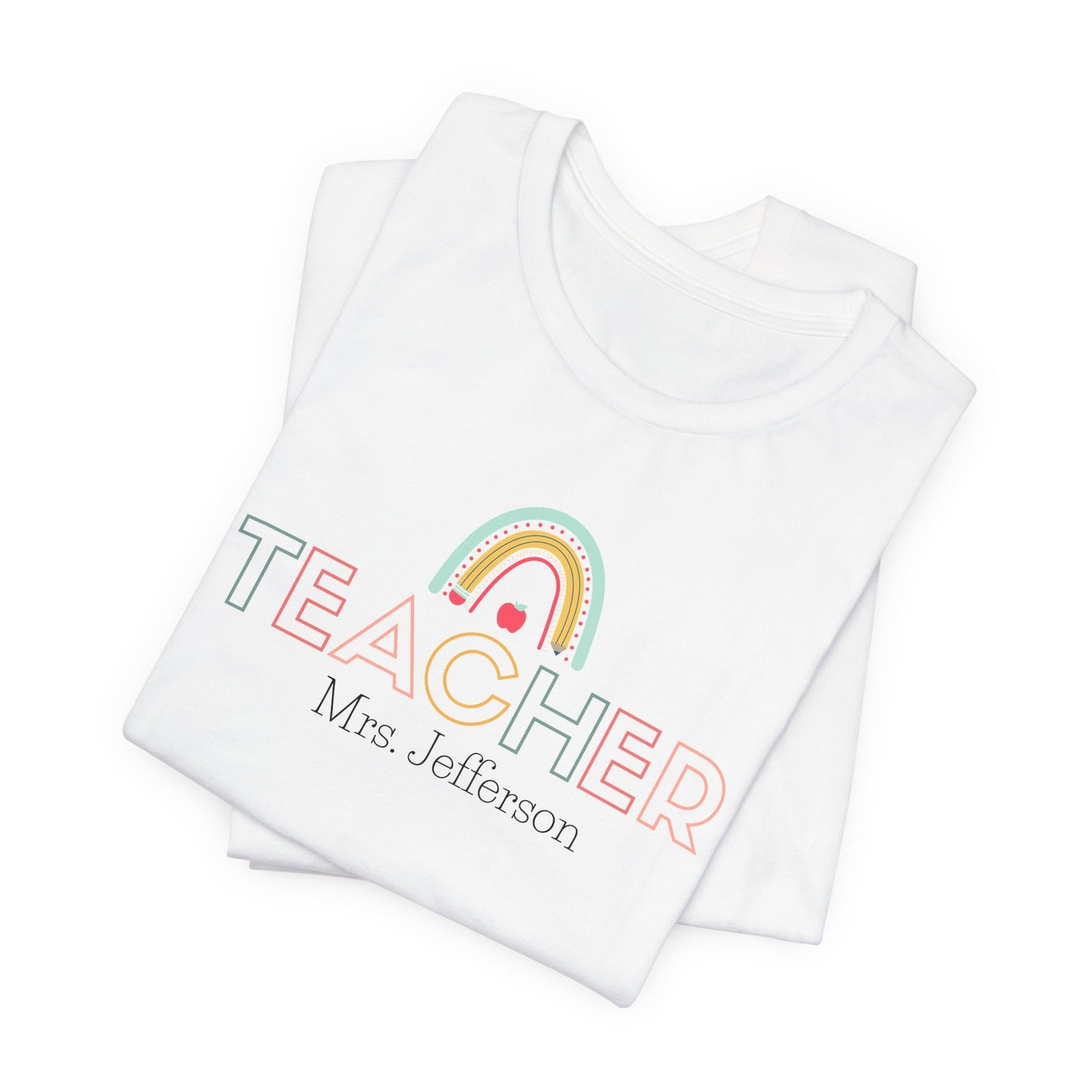 Custom Teacher Outline Lettering Arch Short Sleeve Tee
