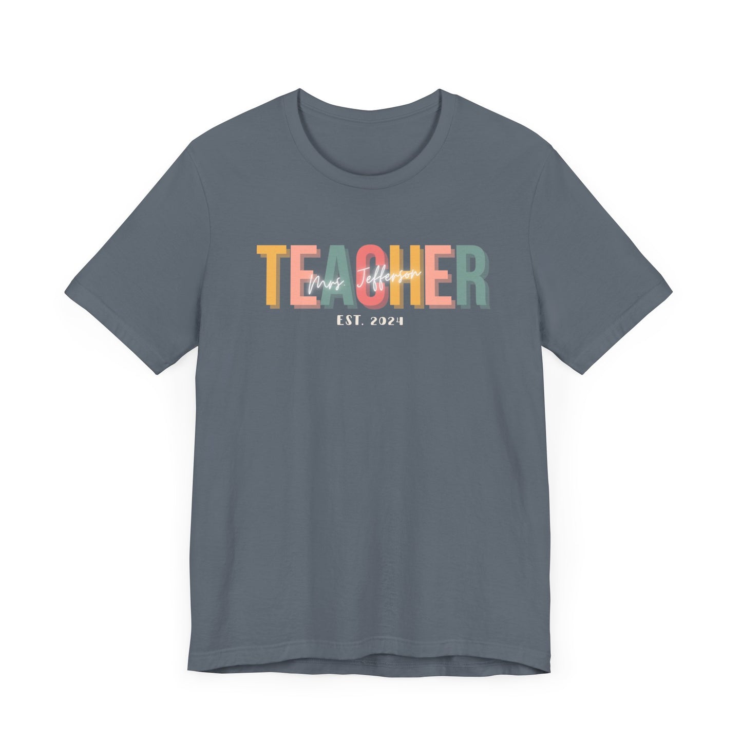 Custom Teacher Boho Block Lettering Short Sleeve Tee