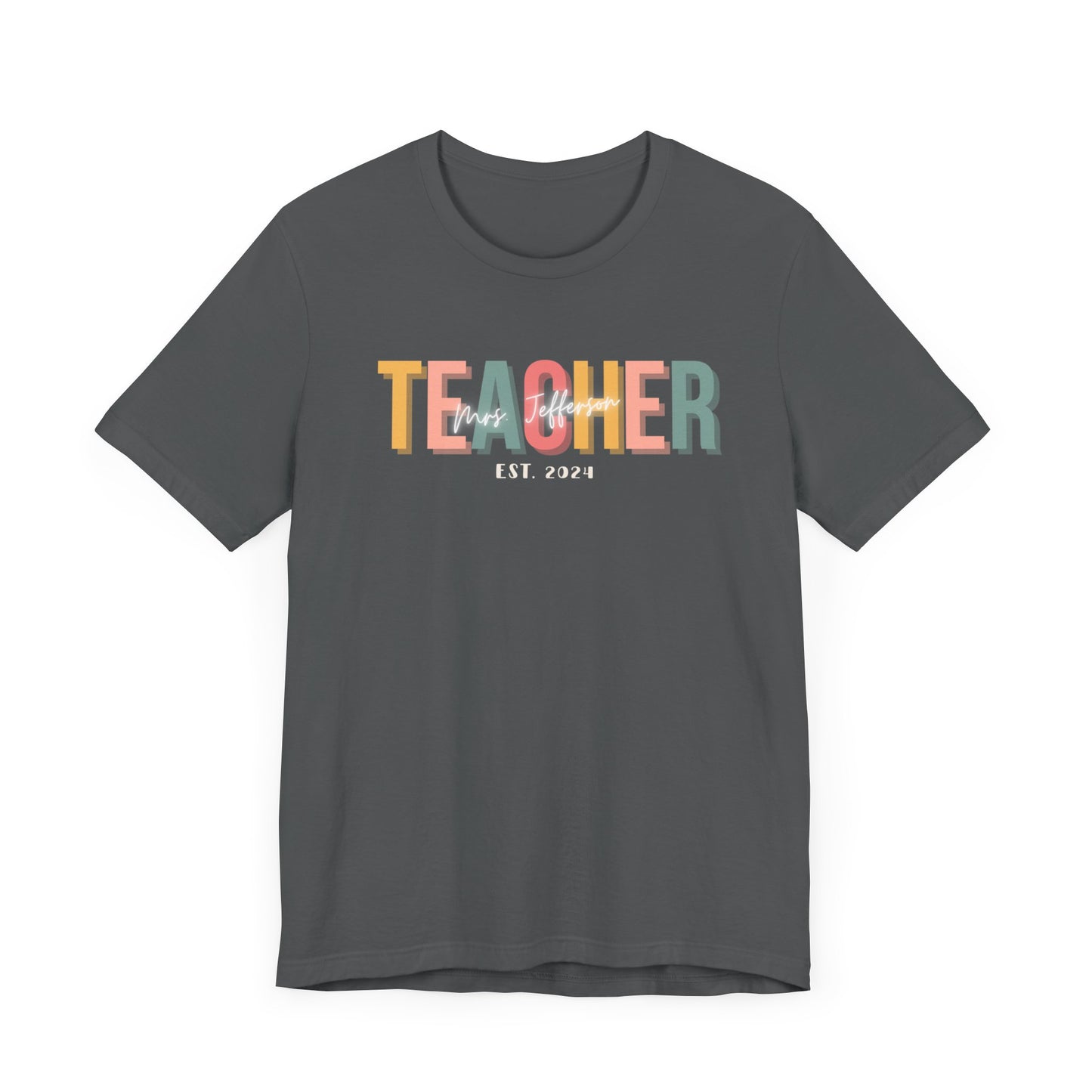 Custom Teacher Boho Block Lettering Short Sleeve Tee