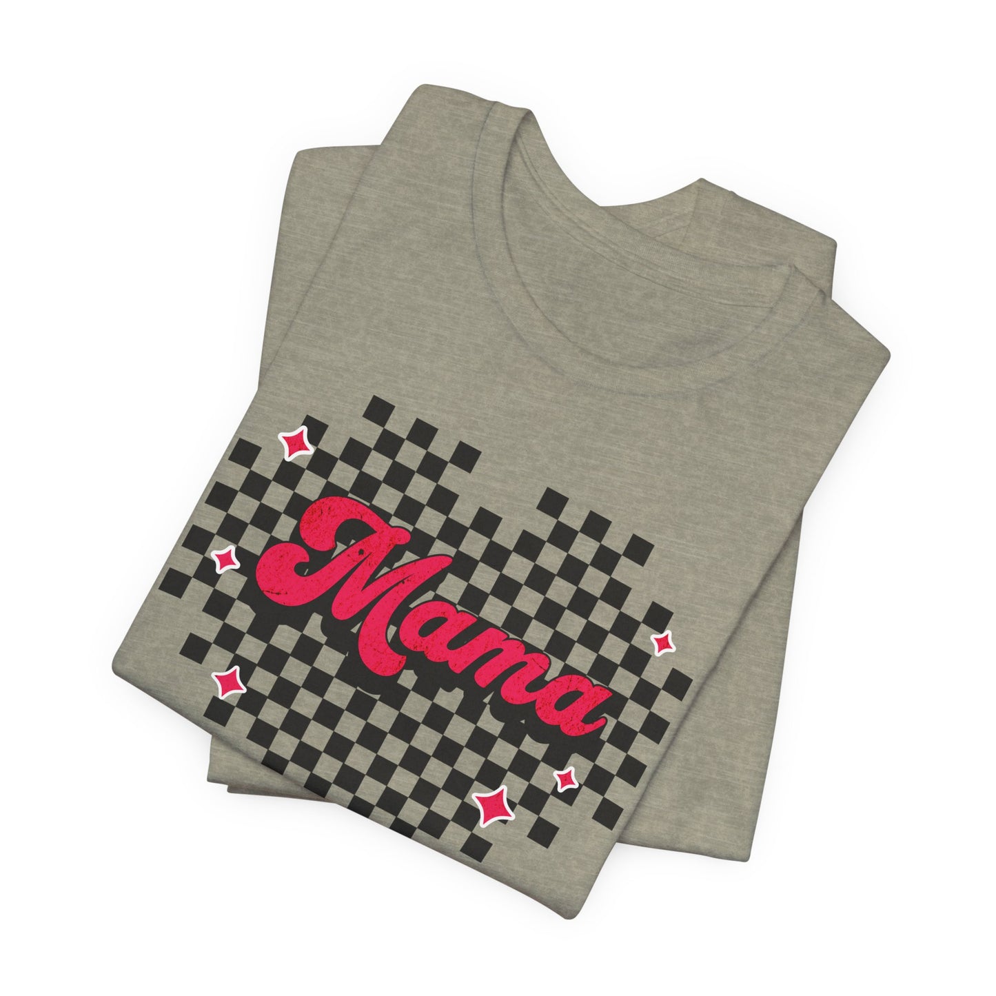 Pink Heart Checkered Mama Short Sleeve Tee